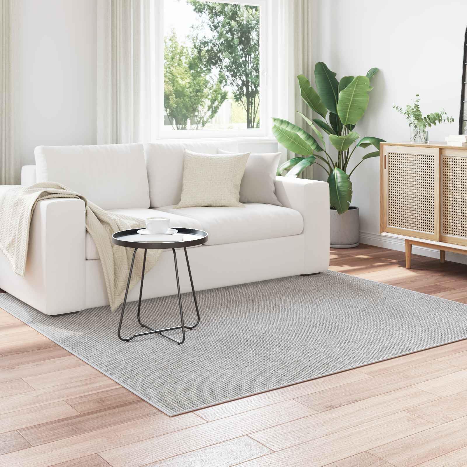 vidaXL Tapis de Surface Carré LUGO Crème 120 x 120 cm Polyester, Tapis Grand Format, Design Moderne antidérapant, Moquette Douce pour Salon, revêtement de Sol intérieur Pratique