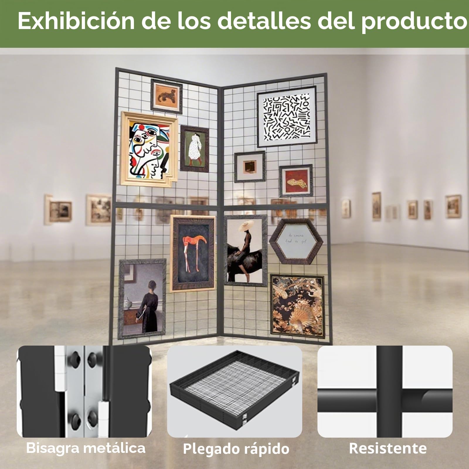 Panel de pantalla plegable de rejilla – Paneles de pared de rejilla de alambre resistentes de 2 x 5 pies para tienda minorista, feria, tienda emergente, exhibición versátil (paquete de 2