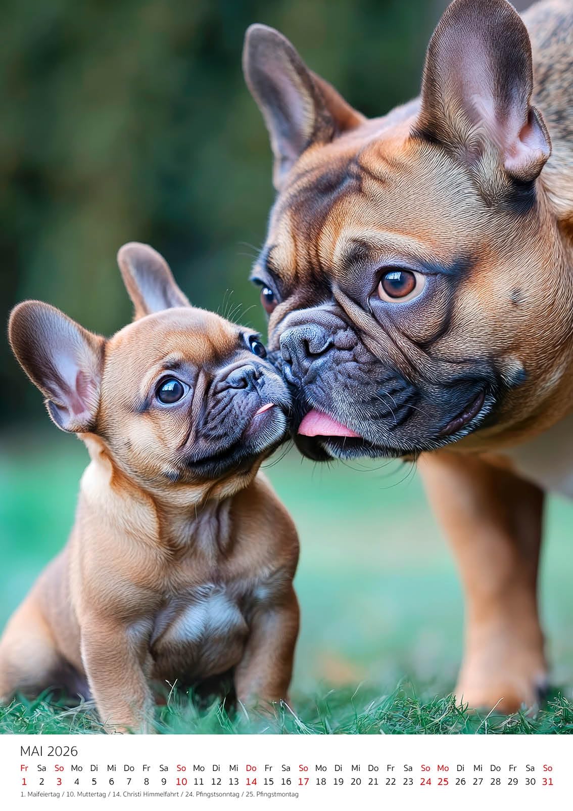 Franse Bulldog Kalender 2025 | Vierkante Hondenras Wandkalender | 16 Maanden | met Organisatiestickers