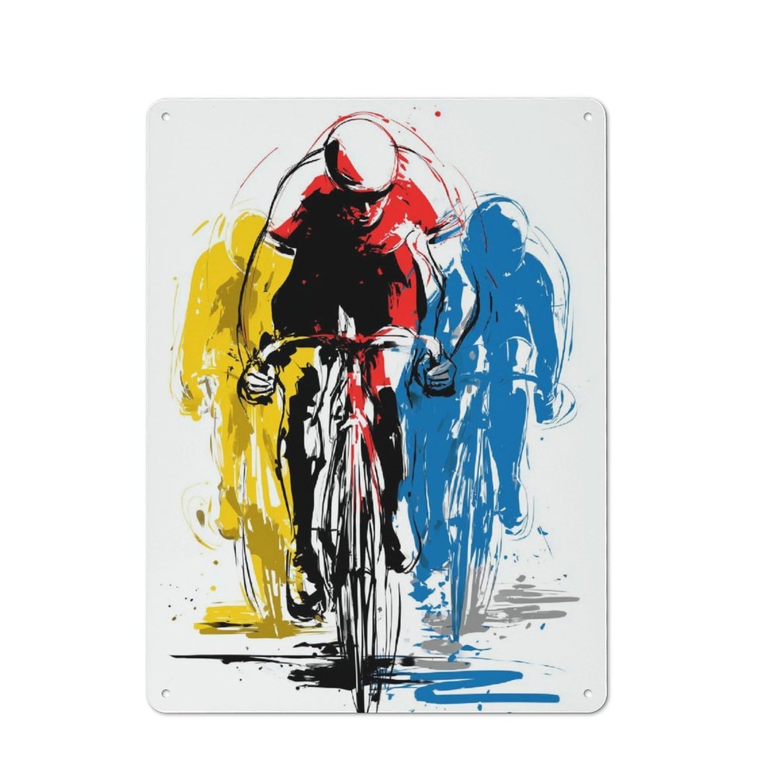 Junmoney Vibrant Cyclists In Motion Vintage Tin Sign 40X30cm For Guest Room Or Hallway, Suited To Home Decor Collectors