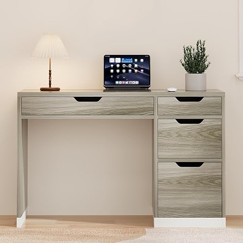 Miniatura 6 de Escritorio pequeño de 48 pulgadas con cajones, escritorio de nogal con almacenamiento, escritorio de estudio con archivador para dormitorio