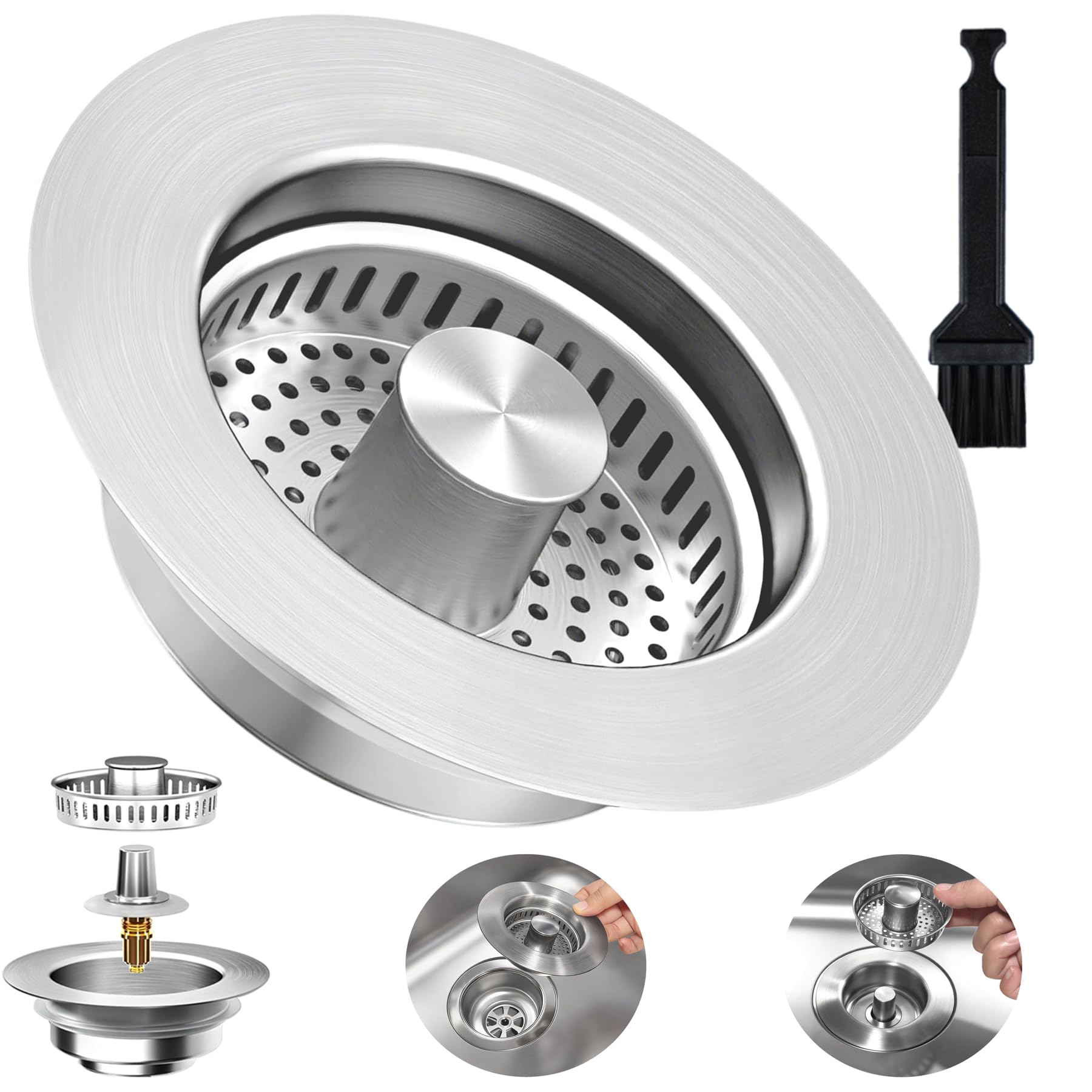 CARUUYI 3-in-1 Kitchen Sink Drain Strainer Stopper