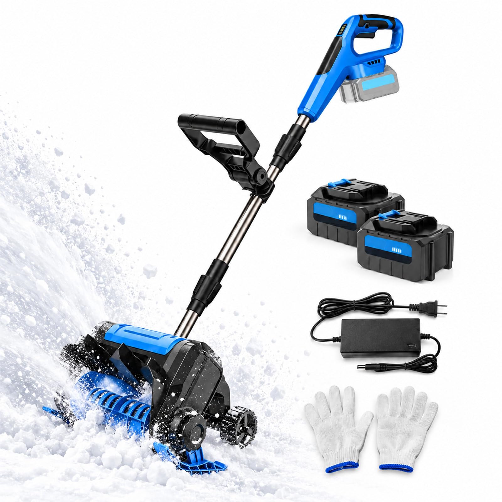 Pala quitanieves a batería de 21 V (sin escobillas), 30 cm de Limpieza y diseño inalámbrico, con Deflector y Cubierta Antipolvo, para Entrada de vehículos, escaleras