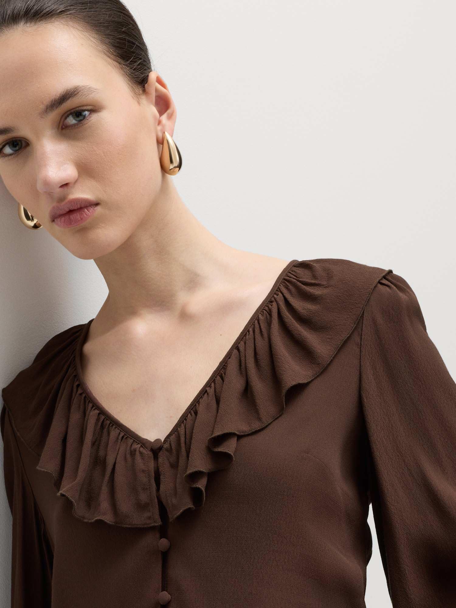 Marks & Spencer Donna Aderente Ruffle Camicetta – vestibilità Regolare