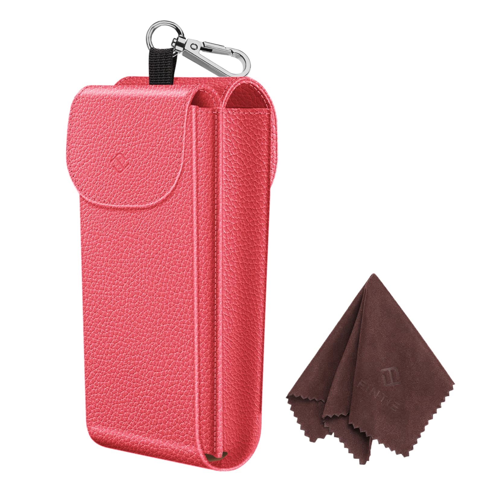 Fintie Double Glasses Case with Carabiner Hook, Portable Vegan Leather Eyeglass Case Anti-scratch Sunglasses Pouch, Watermelon, Large