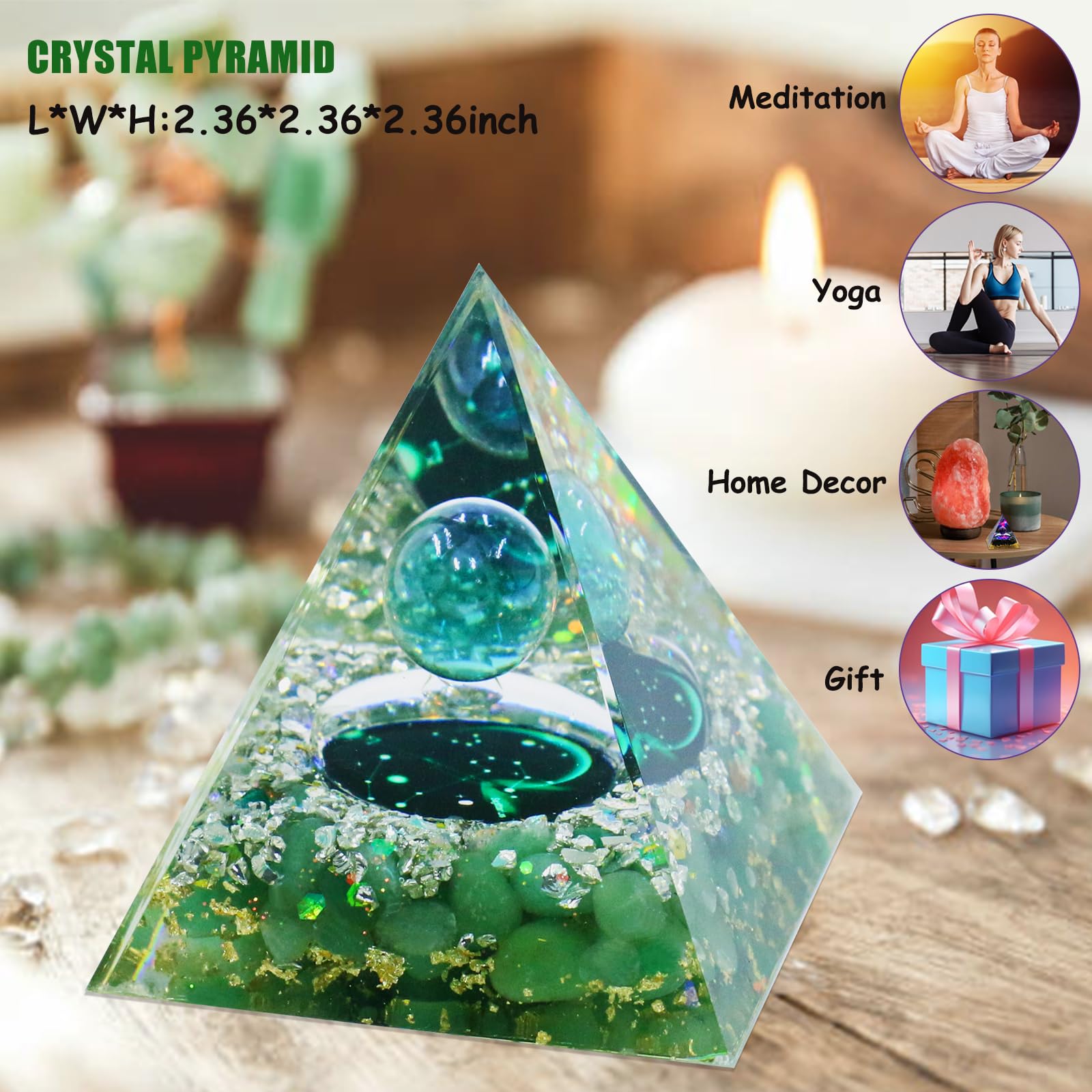 Crystal Pyramid, Green Aventurine Zodiac Sagittarius Orgone Pyramid, Healing Crystal - Image 2