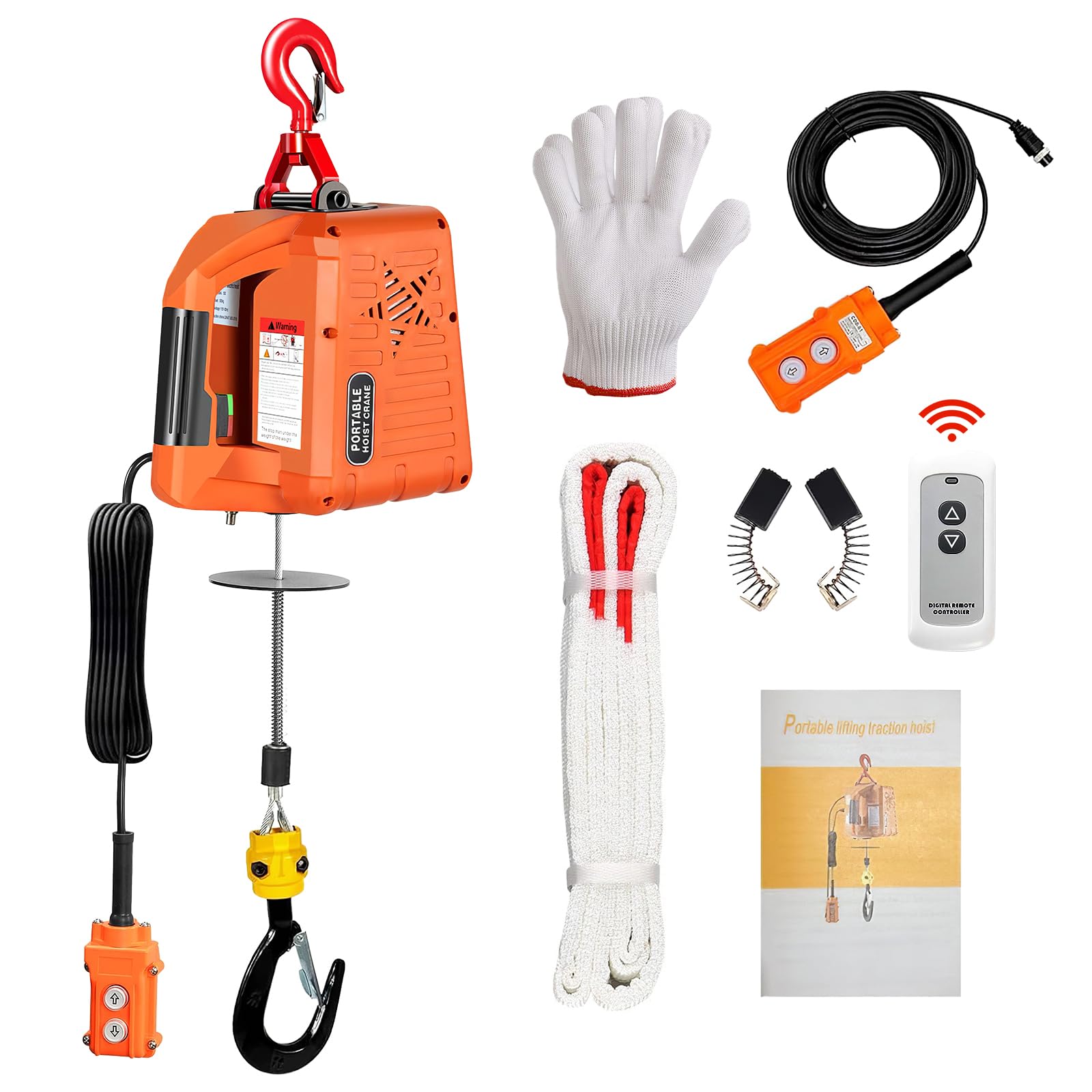 3 in 1 Electric Hoist Winch,2200 lbs Manual/Wired/Wireless Remote Control,110/120V Portable Pure Copp Electric Winch Crane, 41ft Lifting Garage Lifter for Garage, Factory, Warehouse, Balcony