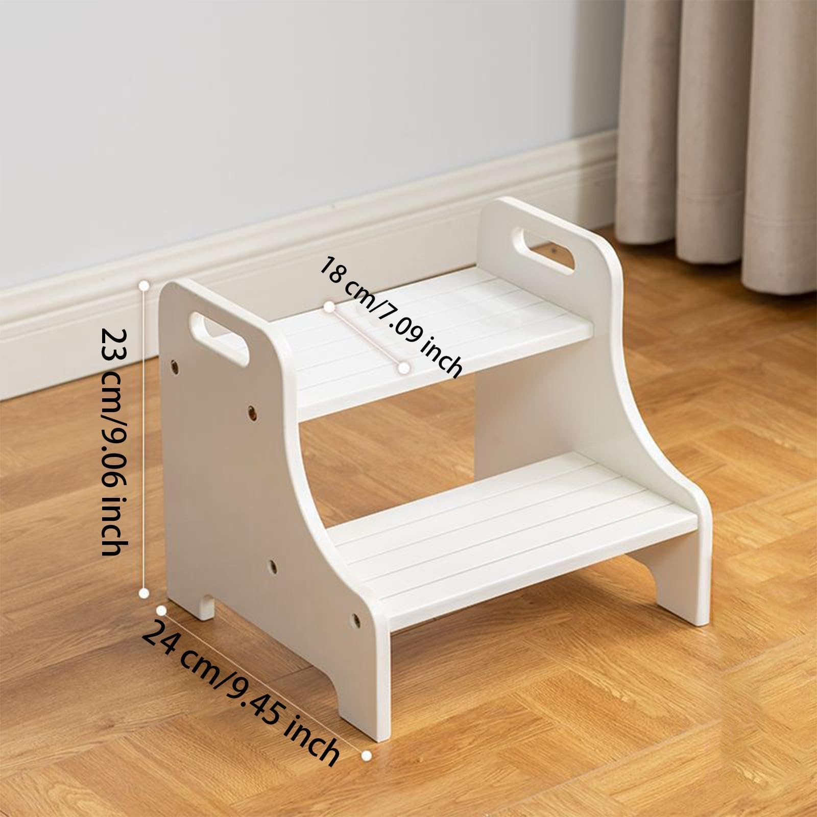 Taburete de Dos Niveles con Asas Y Cojines para Niños Y Adultos, Blanco, Individual