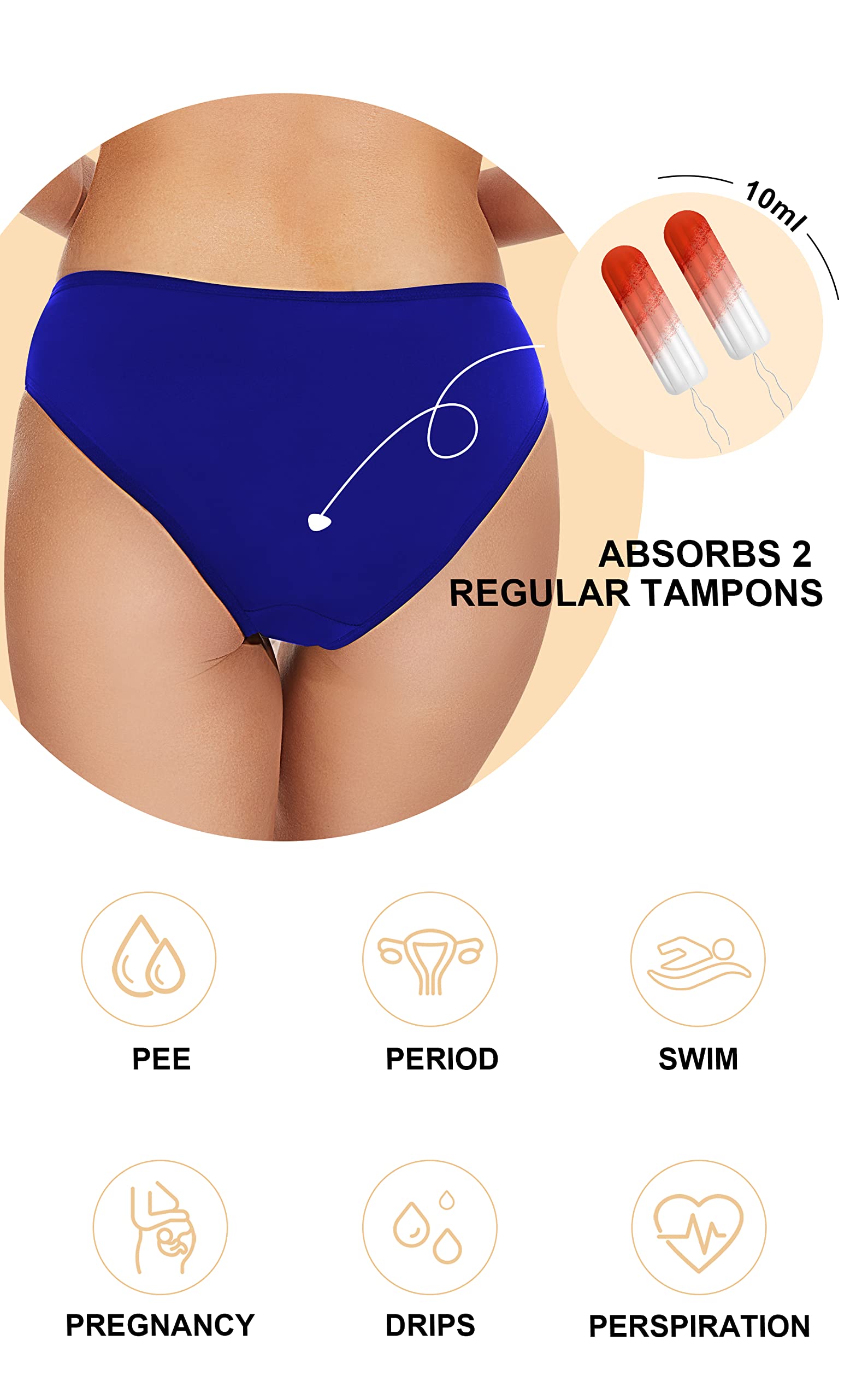 OVRUNS Bikini mestruale per Le mestruazioni Costumi da Bagno a Prova di perdite per Adolescenti, Ragazze, Donne