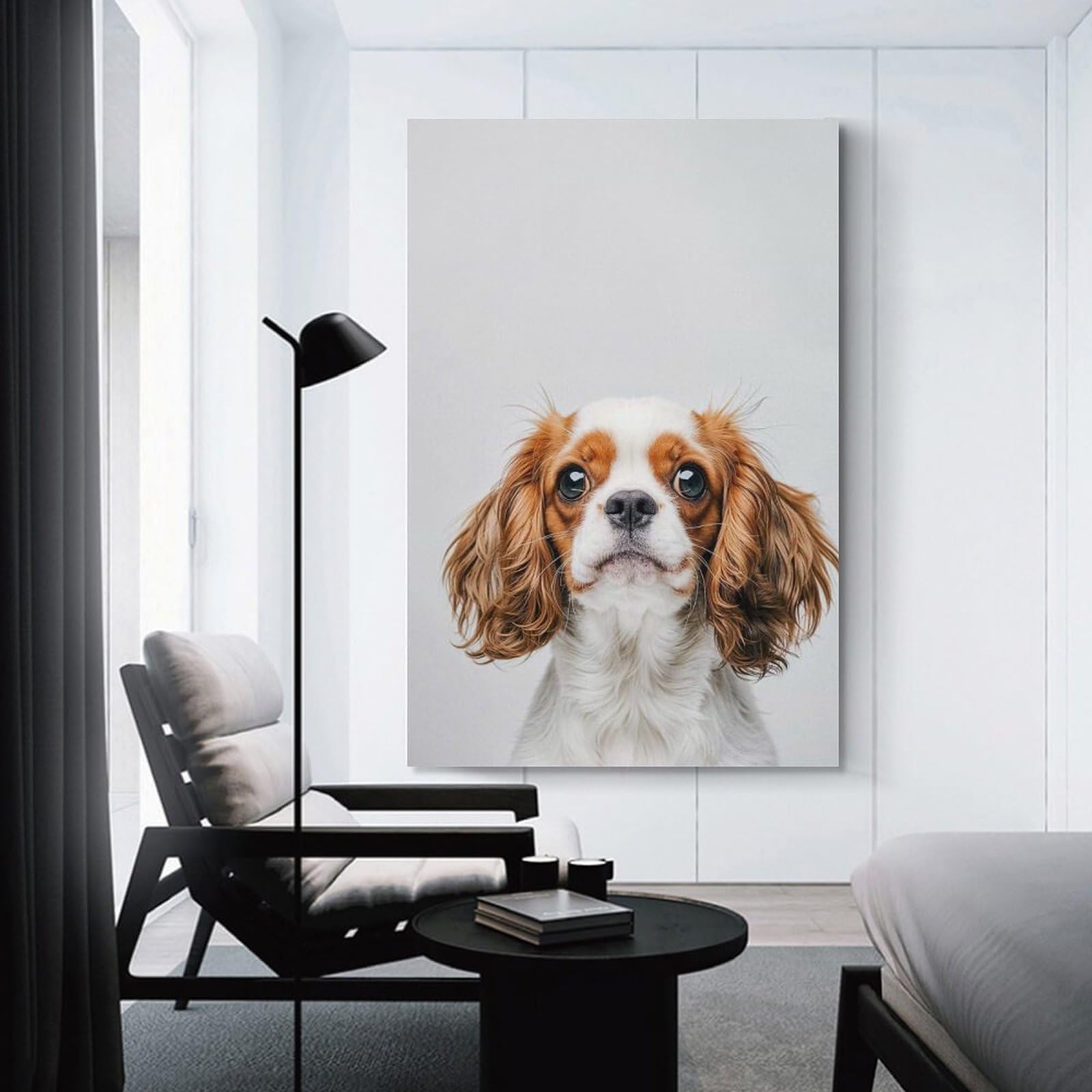 Junmoney Unframe-Style-1 Canvas Wall Picture Baby Cavalier King Charles, 12X18inch(30X45cm), For Home Lounge, Bedroom Or Reading Nook, A Home Accent With Warm Character