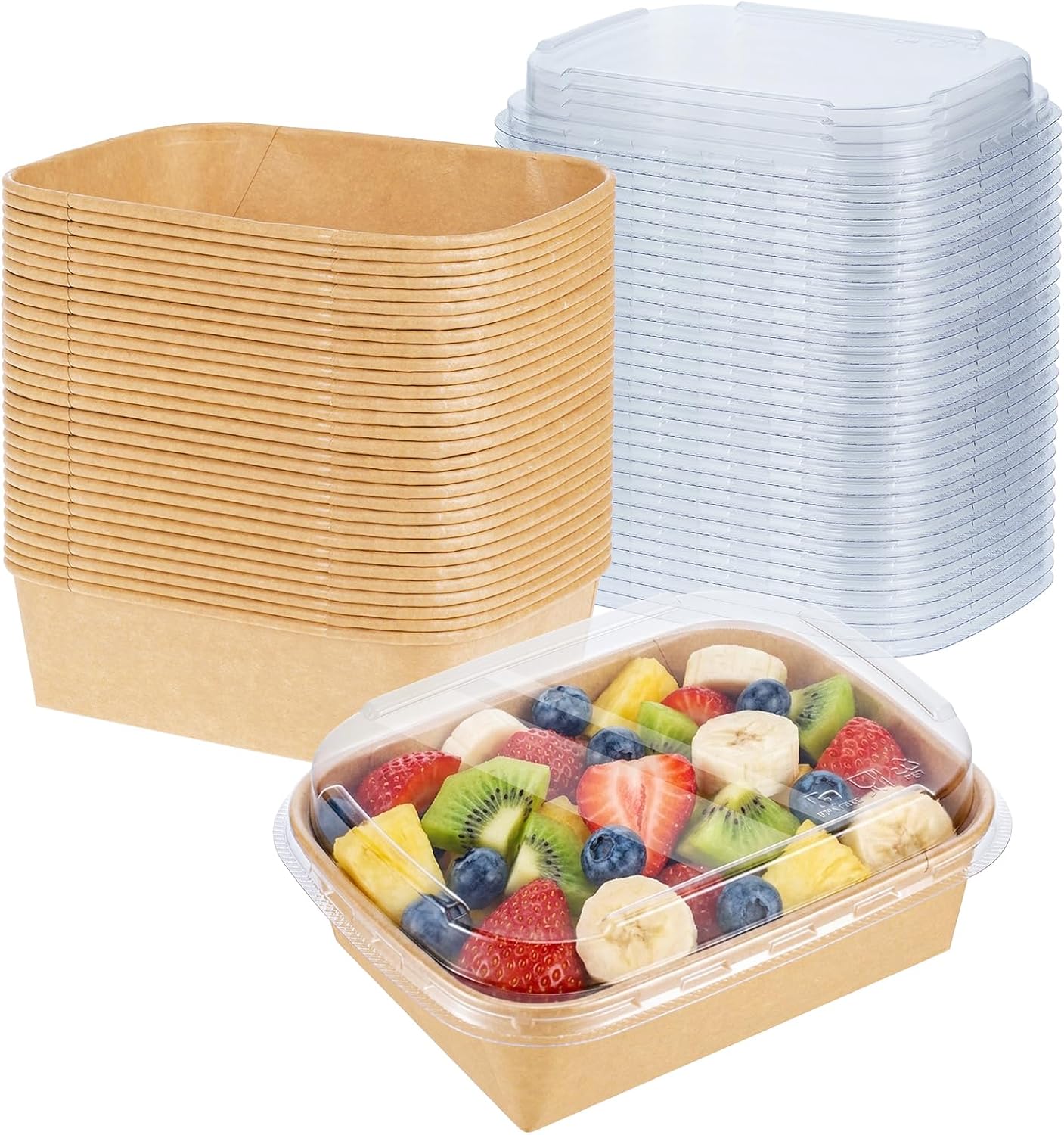 30 Pack Large Charcuterie Boxes with Clear Lids, 8 x6 x3in Catering Trays | Disposable Bakery Take Out Containers for Desserts, Cookie, Charcuterie, Snack and Fruit
