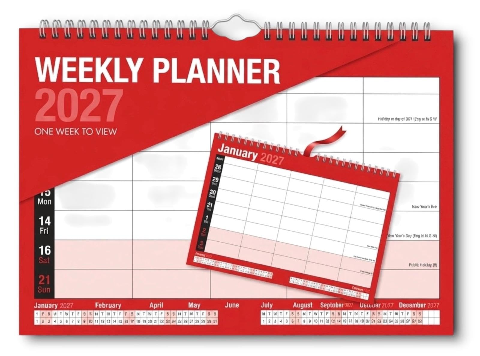 PaulStore 2027 Week to View Wall Calendar – 5-Column Family Planner & Organizer – Hanging Spiral Daily Appointment Diary for Home, Office, and School – Spacious Monthly Layout (2027)