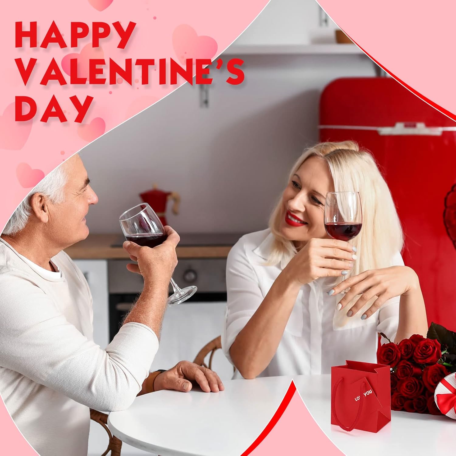 Zhehao 50 Pack Valentine's Day Mini Gift Bags Bulk 4x2.75x4.5 Tiny Extra Small Paper Thank You Gift Bags with Handles and Tags for New Year Birthday Party Favors Boutique Business(Red) - Image 2