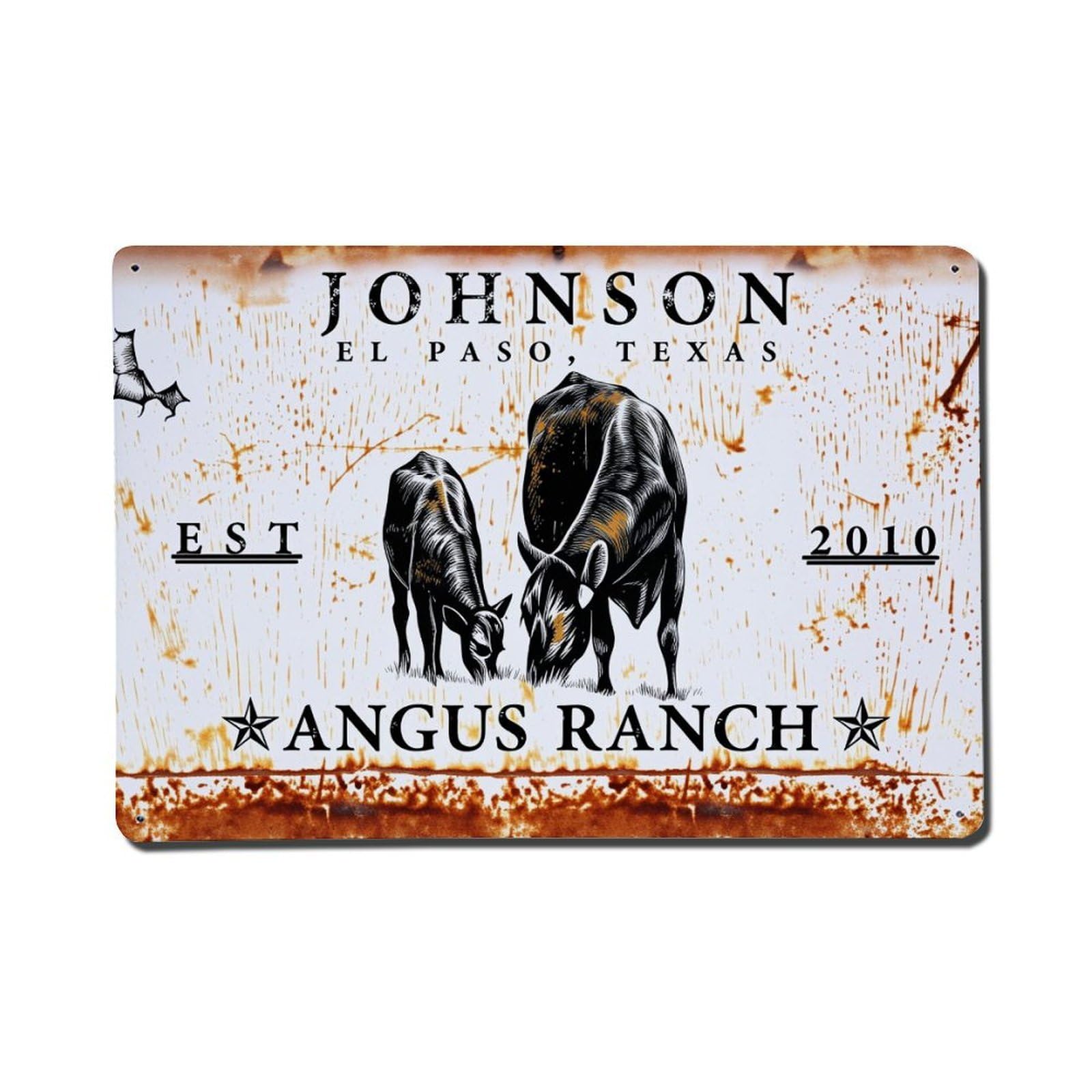 Enderetf Vintage Angus Cattle Ranch Logo Design Tin Sign Metal Poster, Home Bar Garage Man Cave Cafe Indoor & Outdoor Wall Decoration 8X12inches