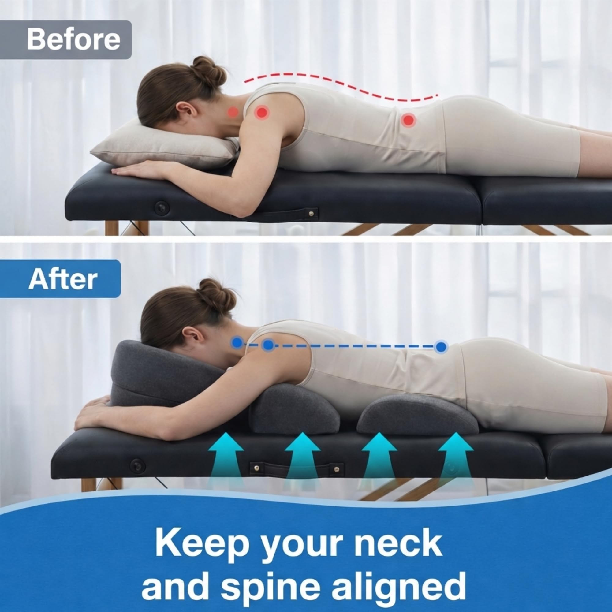 Massage Kopfstütze für Bett, Bruststützkissen, Massagekissen Kopf Loch, Massage-Gesichtswiegenkissen aus Memorys-Schaum, Gesichtskissen zum Schlafen, Gesichtskissen für Massageliege für Spa (A)
