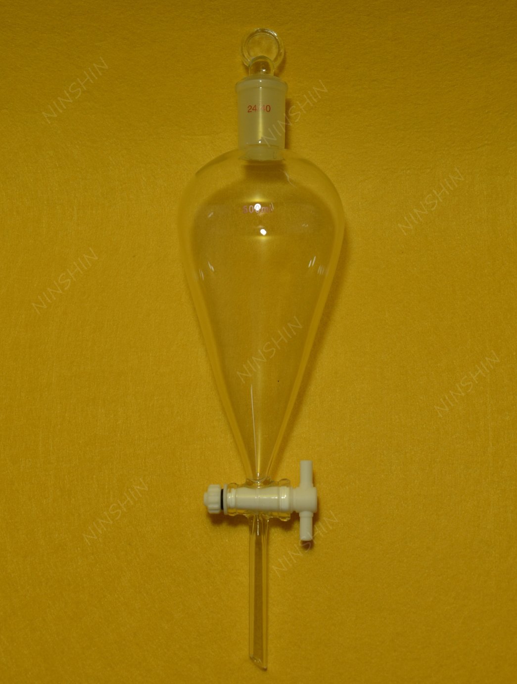 NANSHIN Glassware,24/40,500m?l,Glass Pyriform Separatory Funnel,Pea?r Shape,PTFE Stopcock,d?rop Tube