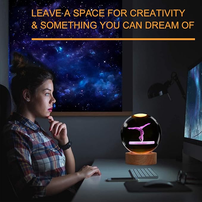 Lámpara de Mesa de Noche Bola de Cristal 3D Gimnasia miniatura 8
