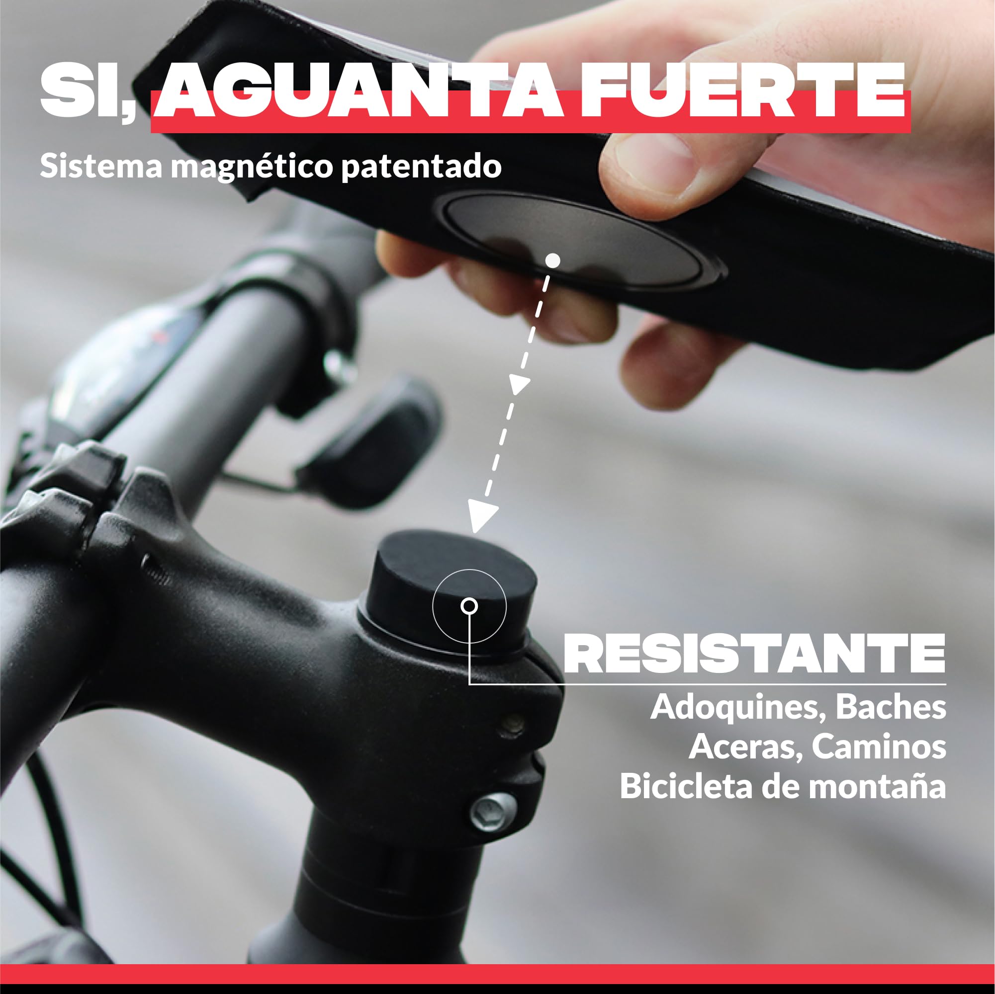 Shapeheart Soporte Móvil Bicicleta para Potencia con Funda Magnética | Para todos los móviles | Potencia dirección de 1 1/8 (28–32 mm) | GPS para carretera, gravel y BTT | Resistente a la lluvia