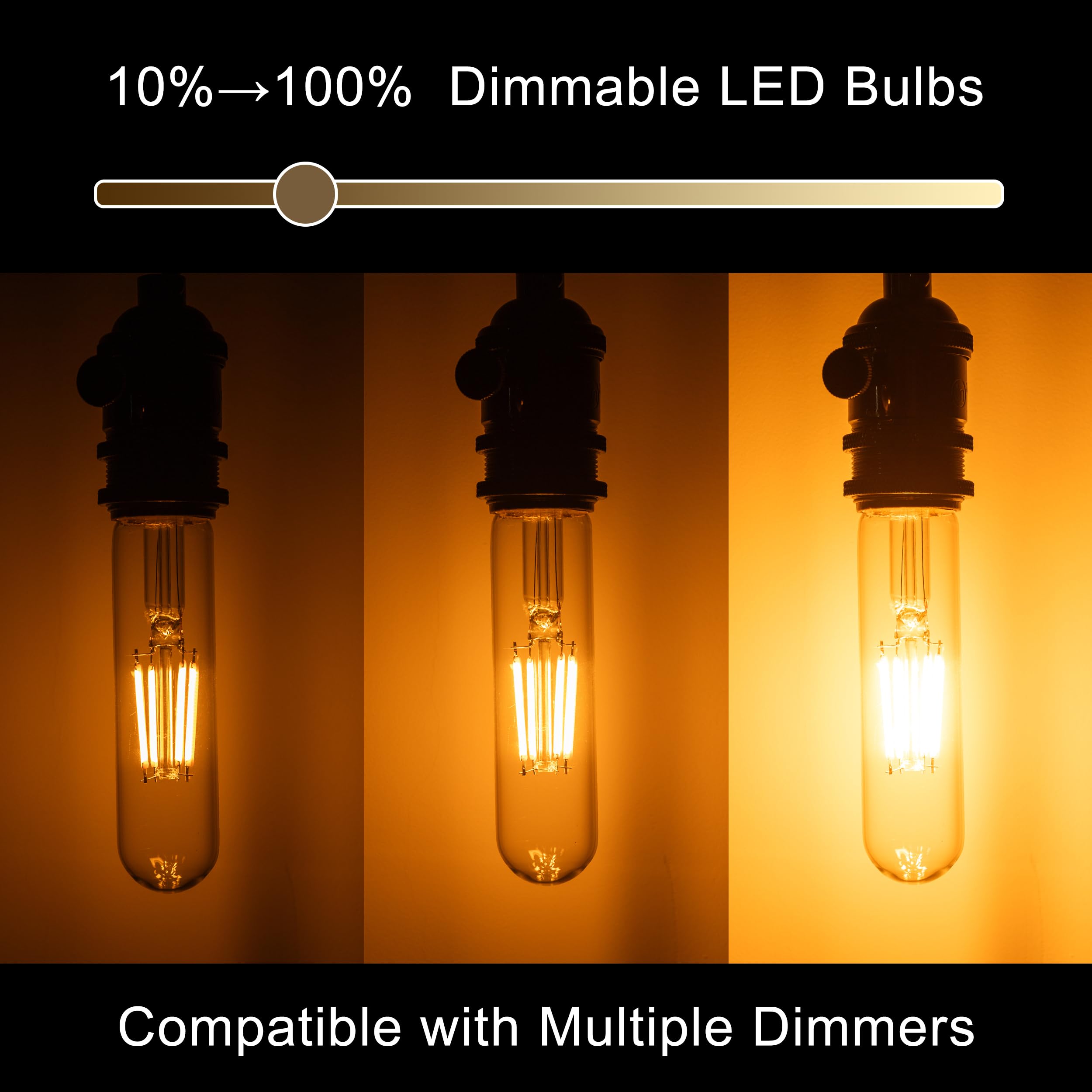 T10 Tubular Led Bulbs 60w Equivalent Dimmable 5 25 Inch Led Tube Bulb E26 T30 Edison Tubular Clear — view 4