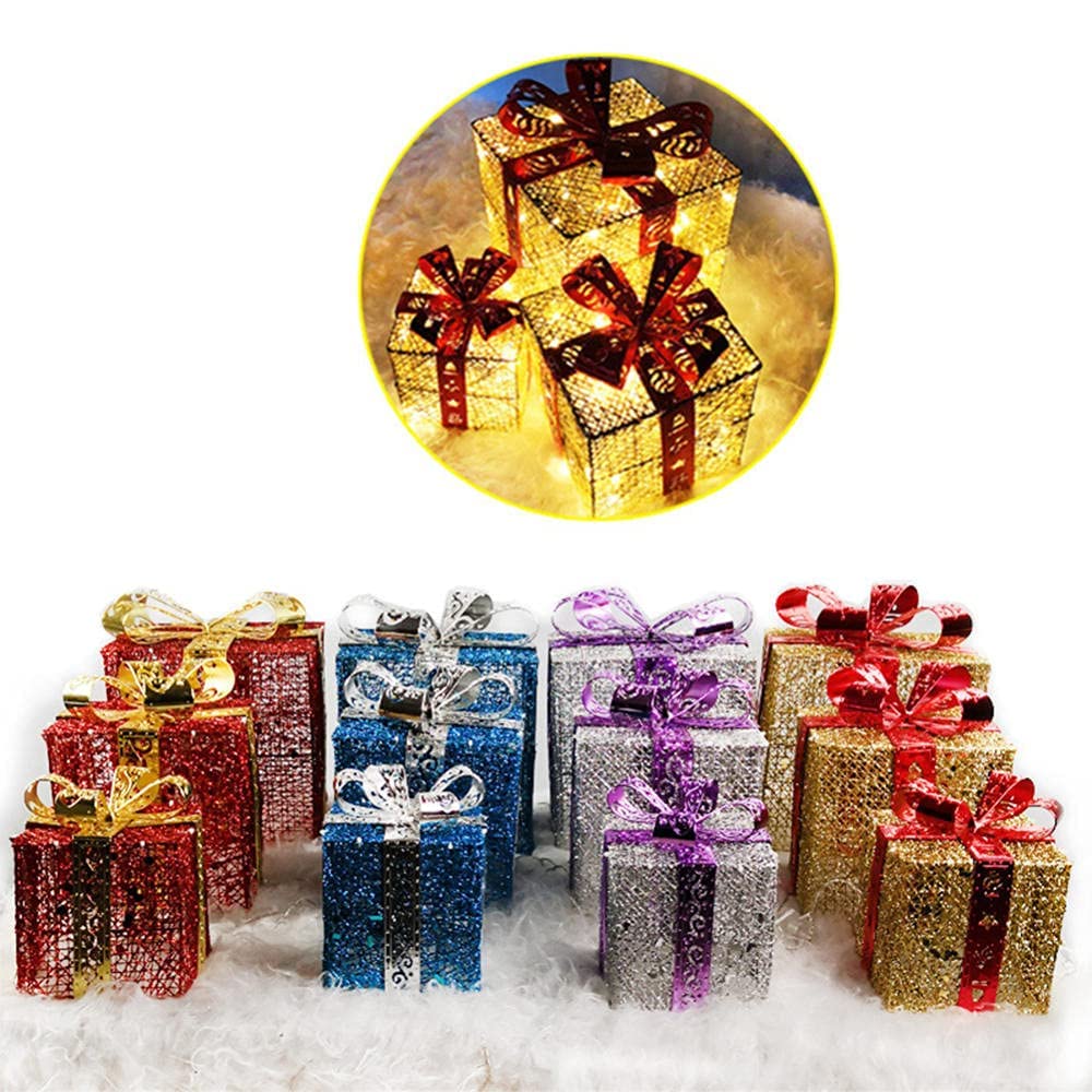 Amazon.co.jp: 3ピースクリスマスライトアップLEDギフトボックス装飾