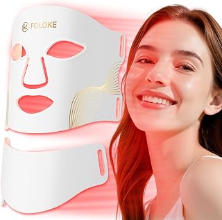 FOLOKE LED Light Therapy Mask Skin Care, 103 3-in-1 Fusion LED Beads, LEDs face mask & neck mask Infrared Red - Wavelength for Home Use, – Advanced Skincare Made Easy (Snow White)