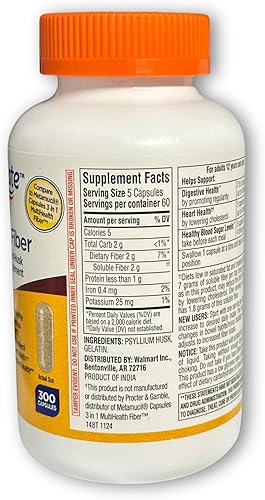 Miniatura 6 de Cápsulas de cáscara de psyllium de fibra diaria, 300 unidades (paquete de 1)