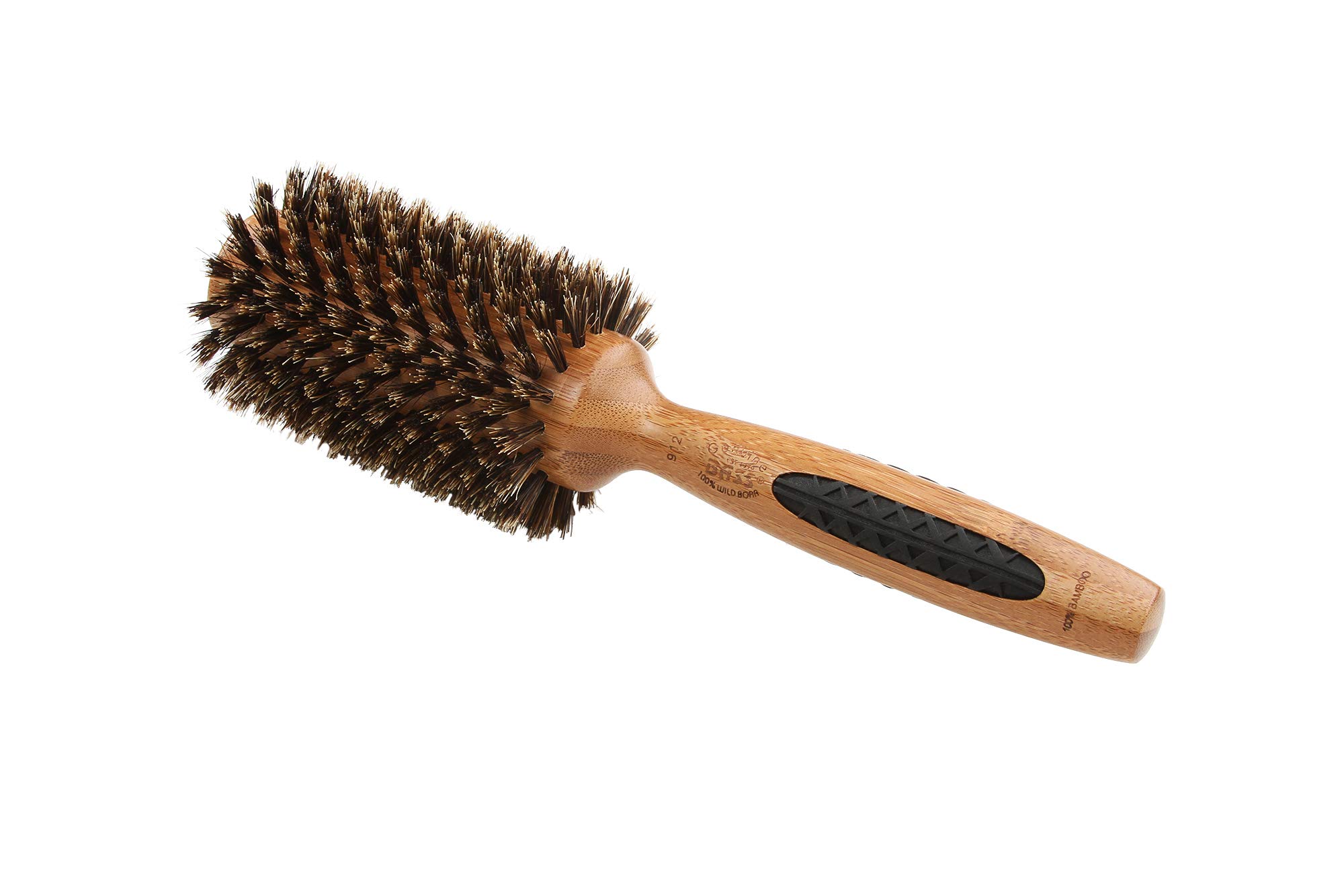 Bass Brushes | P Series | Straighten & Curl Round Hair Brush | Deluxe Length Styling Head | Natural Bristle | Pure Bamboo Handle | Large Barrel | Model P104