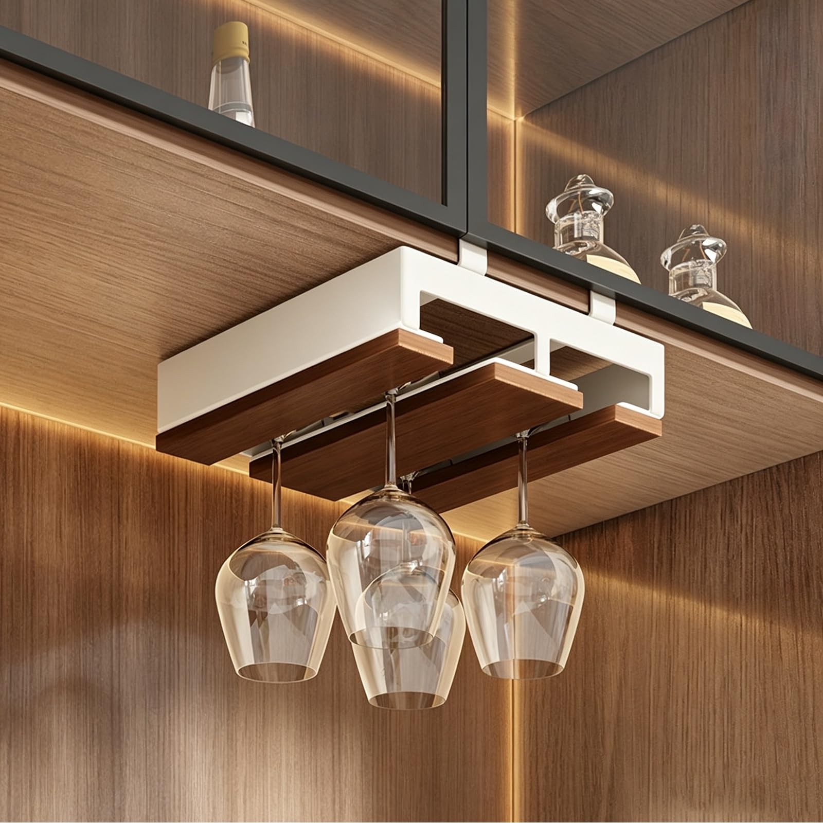 YXLLGS Under Cabinet Wine Glass Rack, Hanging Stemware Holder