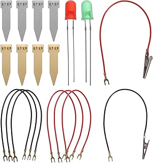 PATIKIL Fruit Battery Science Kit, 4 Set Fruit Battery Light Science Kit DIY Experiment Orange Potato Lemon Physics Teaching with RGB LED for Educational Lab