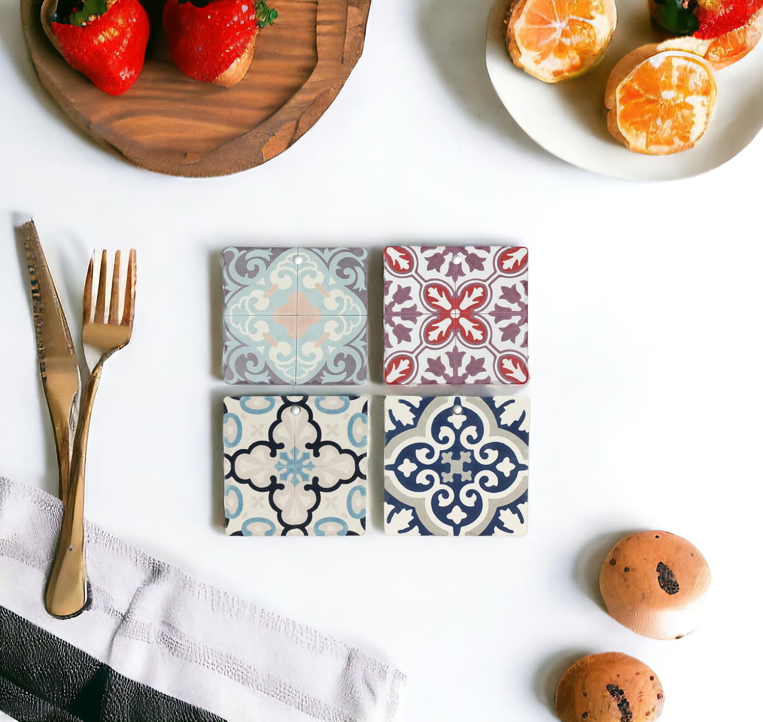 ROCKING GIFTS Salvamantel, Ceramica Coasters Originaux, modèles X4 ROCKING GIFTS Salvamantel, Ceramica Coasters Originaux, modèles X4