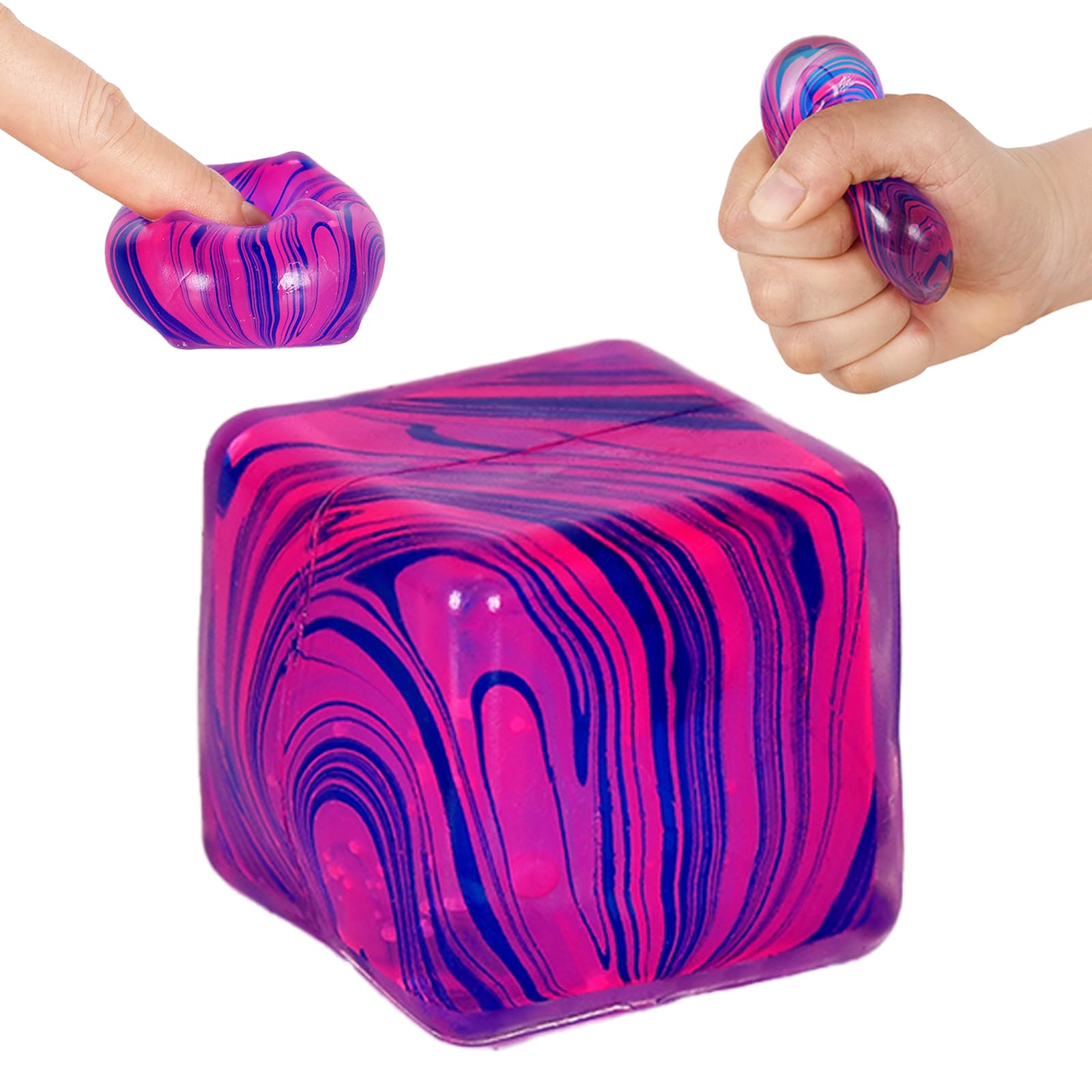 Ziporiajoy Squeeze Cube Fidget Toy – Marmor Squishy aus flexiblem Gel (3,5cm) – Anti-Stress Würfel & Sensorik-Spielzeug für Kinder ab 3 Jahren und Erwachsene – Lautlos & Edel
