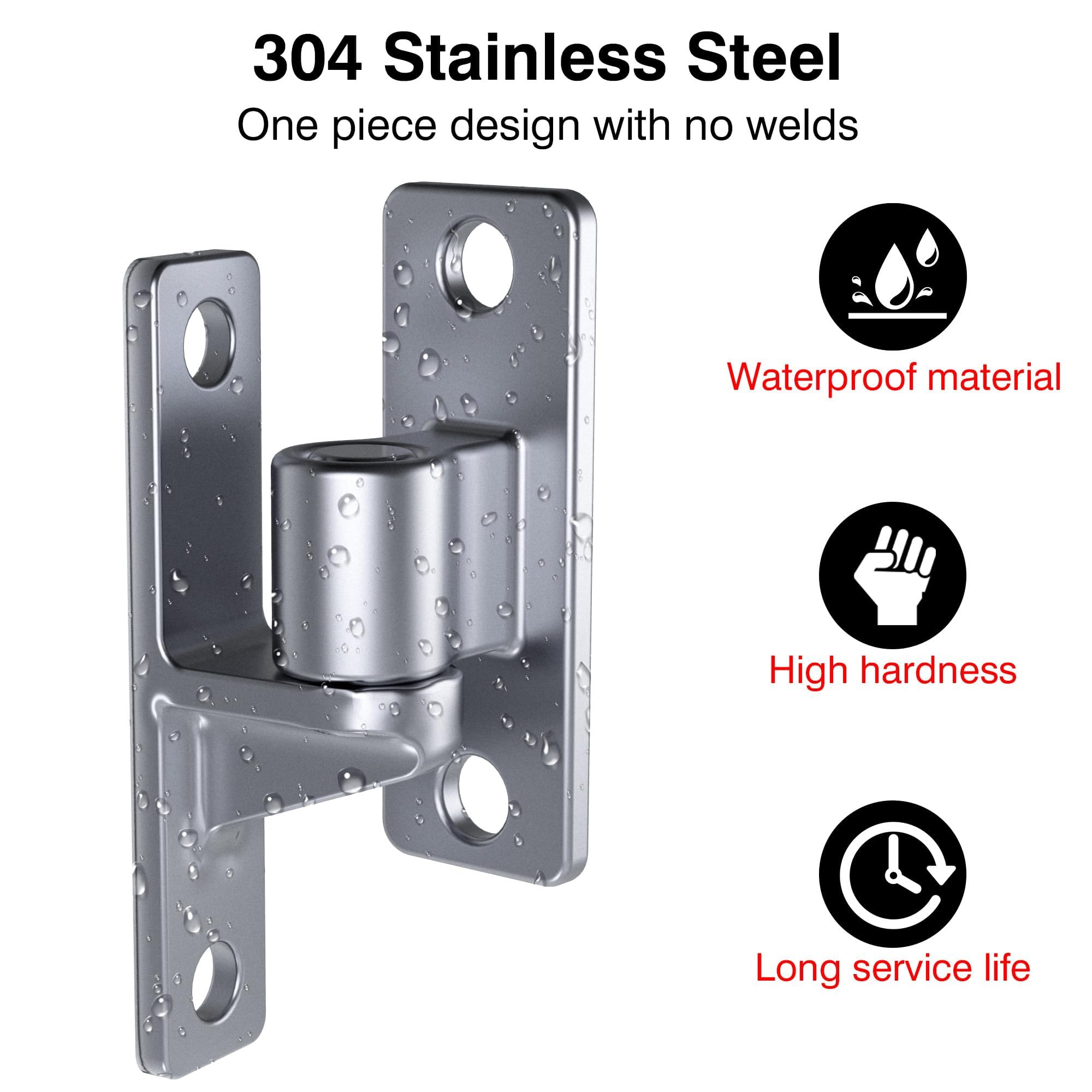 Paquete de 4 bisagras de puerta resistentes, bisagras de puerta de acero inoxidable 304, bisagras de puerta de granja de hasta 600 libras, diseño de una pieza, accesorios de bisagra de puerta