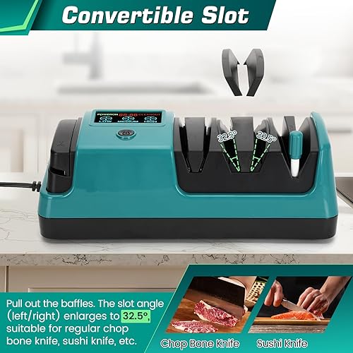 Miniatura 5 de Afilador de cuchillos eléctrico 5 en 1, verde