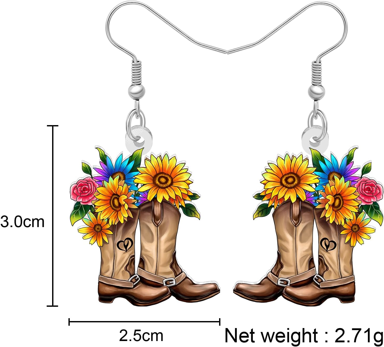 NEWEI Acrylic Fun Classic Western Cowgirl Hat Boots Earrings Outfit Gifts for Women Cowboy Dangle Earrings Charm Jewelry for Rodeo Lovers Country Music Festival image 5