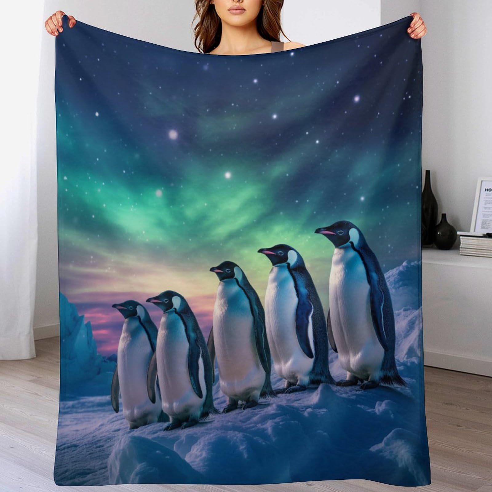 Couvre-lit sofa pingouin en polyester pour vos soirées télé