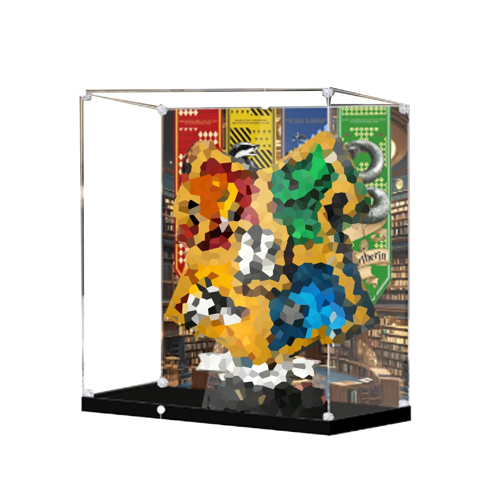 Acrylic Display Case for Le-go 76462 Badge Model, Dustproof Display Box (display box only) (StyleB Background 3mm)