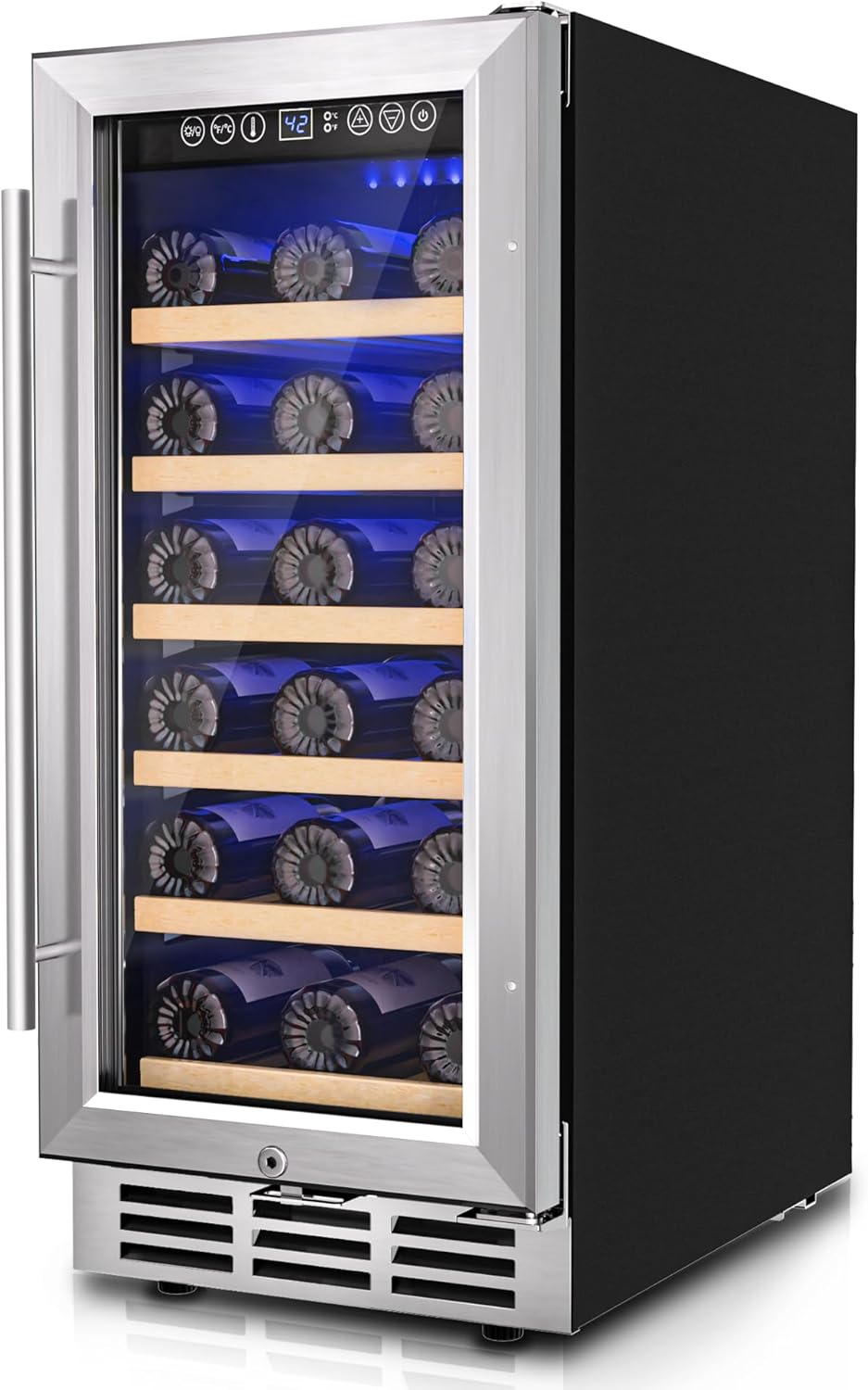 Icyglee 18-bottle stainless steel wine fridge with lock