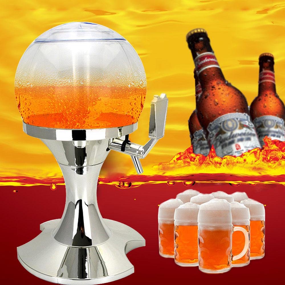 Bierturm-Spender, 3,5 l, kühlender Bierspender, BPA-frei, Fußballform, mit Fach für die Eiswürfelform für Getränke, Wein und frische Eiskönigin Giraffe, Tisch für die Party