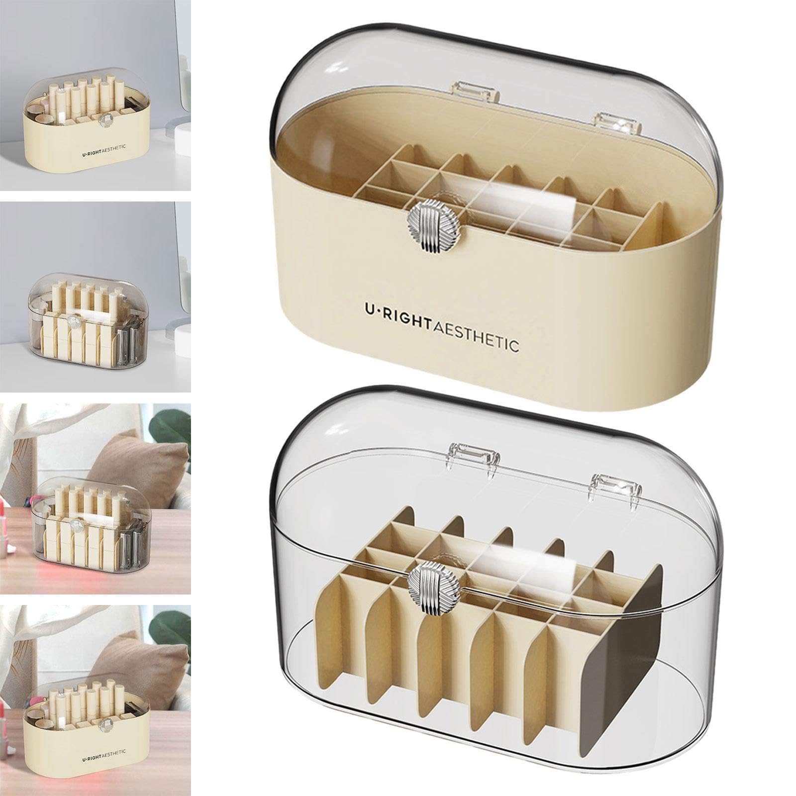 CALANDIS™ Lipstick Organizer Storage Case Multiuse Makeup Storage Organizer Countertop Beige | Storage Boxes | Home Organization | Household Supplies & Cleaning 4