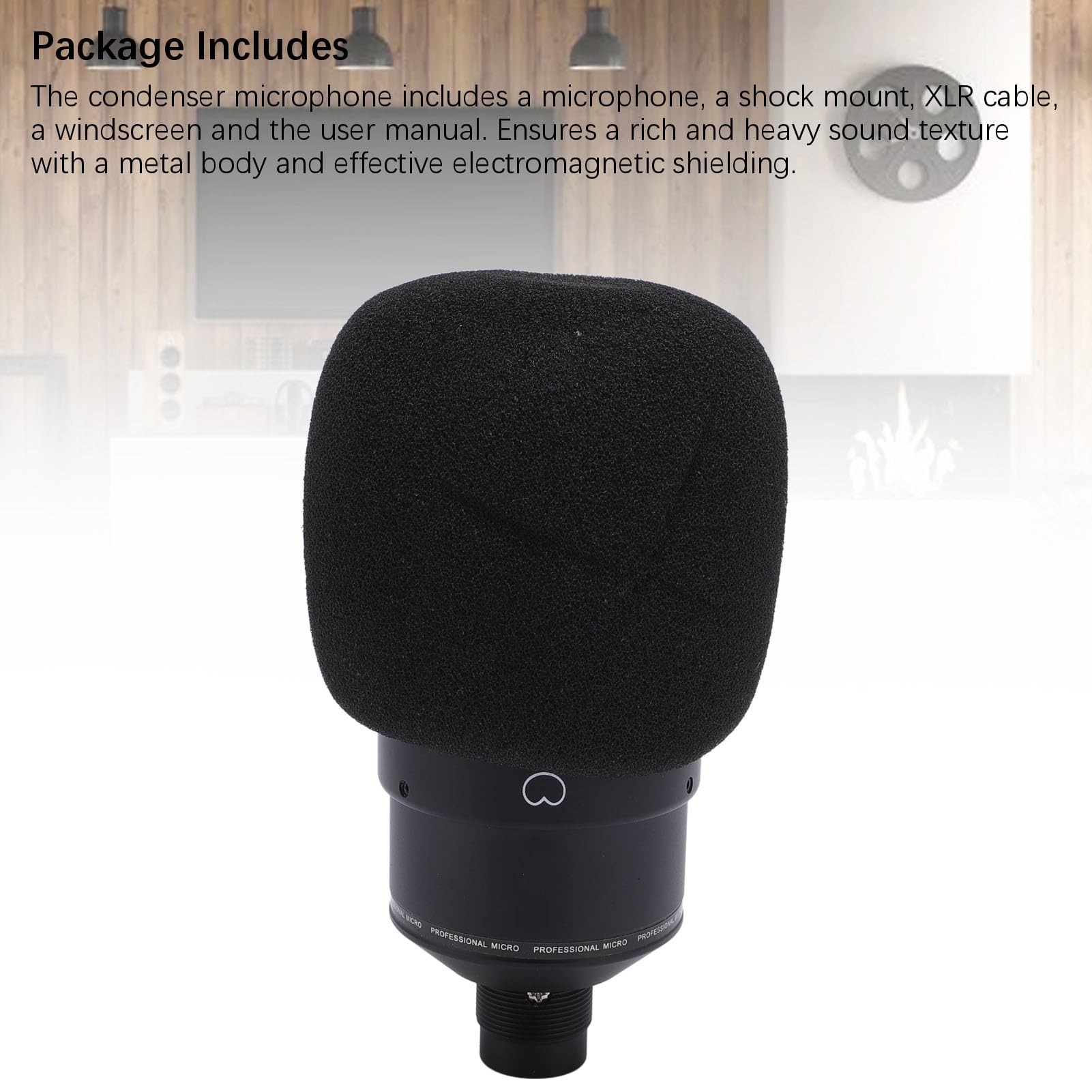 Mikrofon, XLR Kondensatormikrofon Großmembran Kondensator Studio Microphone mit Schockhalterung, XLR-Kabel und Windschutz für Podcasting, Streaming, Gaming, Aufnahmen