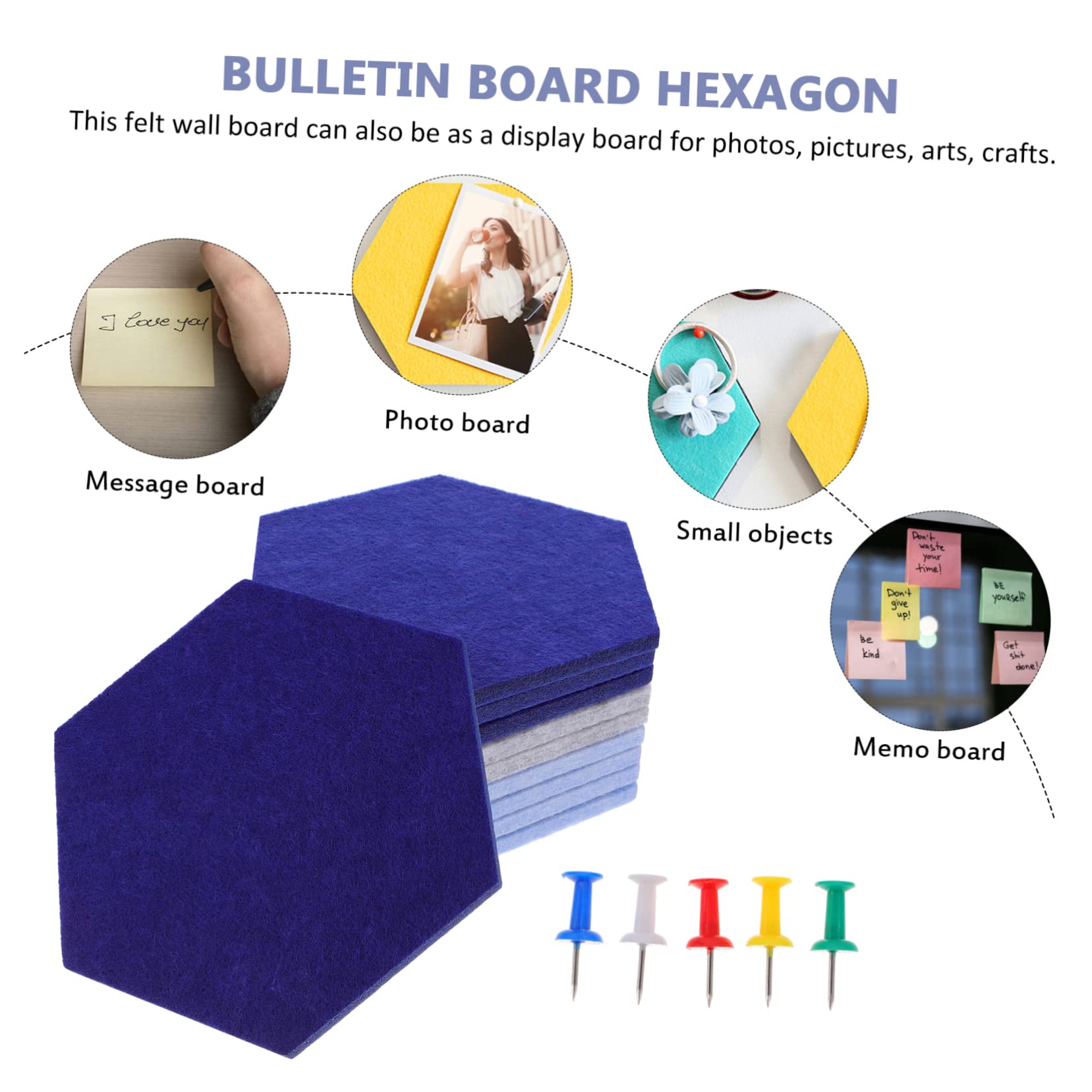 VINTORKY 10pcs Hexagon Felt Board Wall Hanging Pin Board Hexagon Bulletin for Classroom Decor