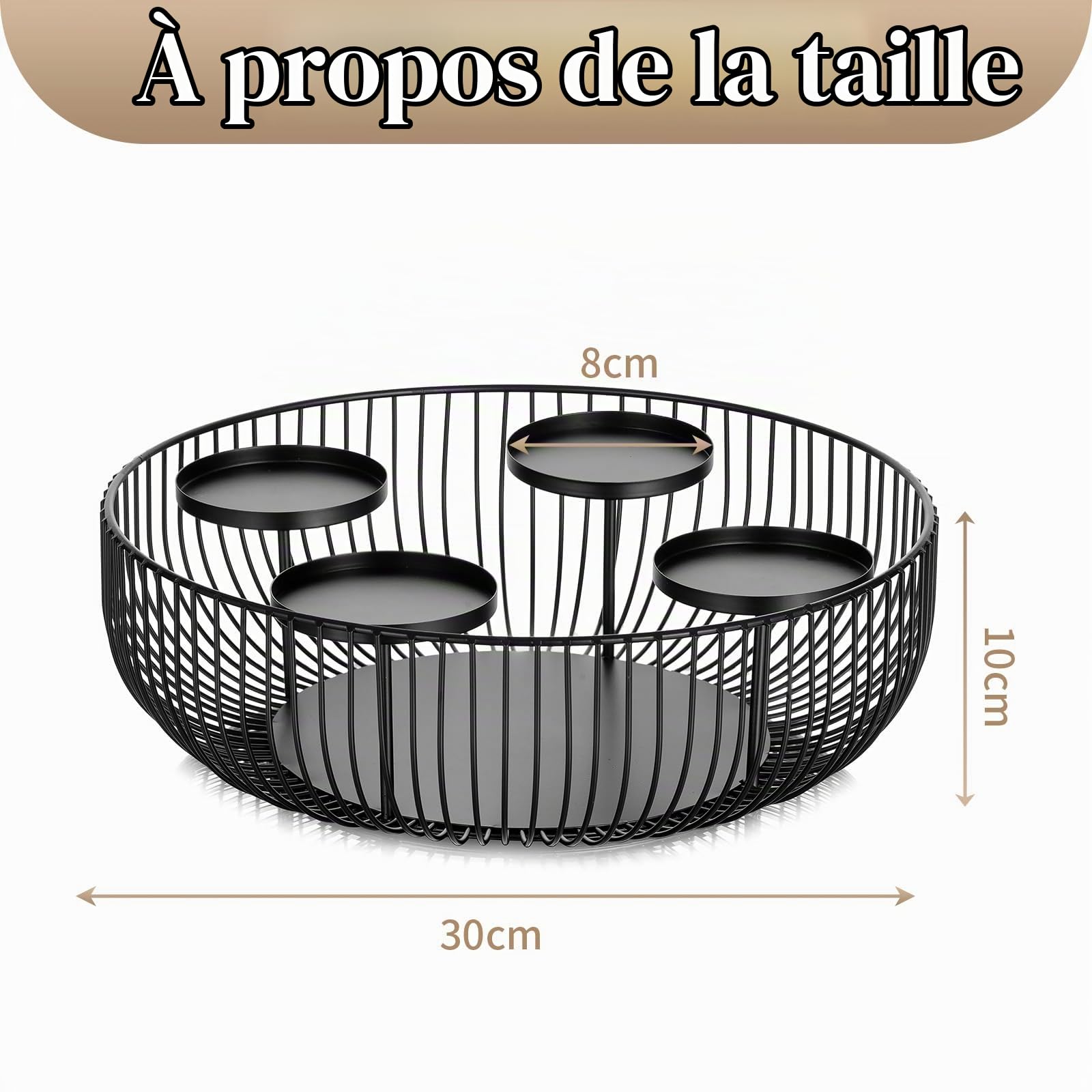 Sziqiqi Bougeoir Couronne Avent Métal, Moderne Arrangement de l'Avent Noir Support de Bougie de Avent pour 4 Bougies Piliers, Candélabres Ronde pour Décoration de Noël Avent