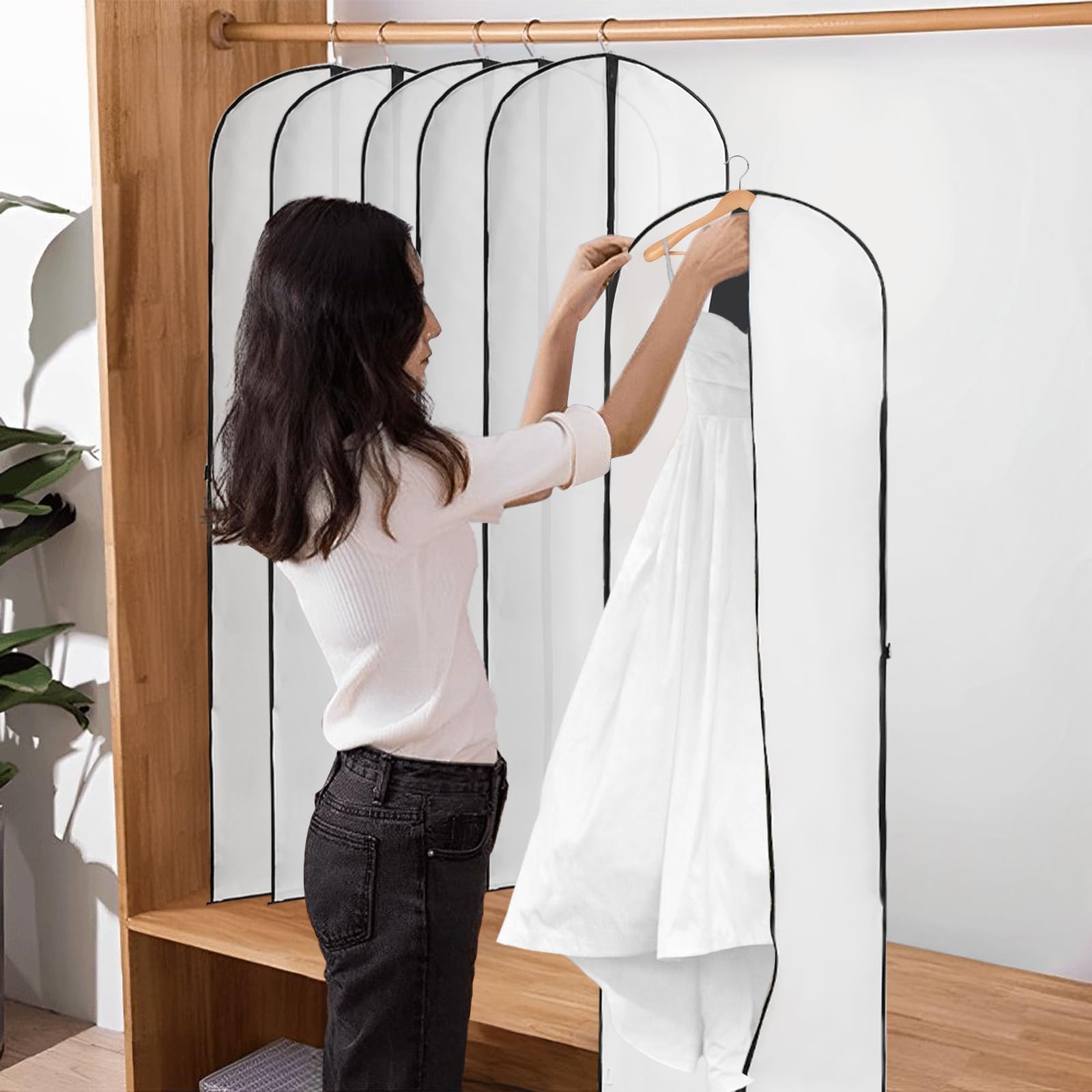 2 Copriabiti Da Viaggio Impermeabili: Borsa Porta Abiti Lunga 180x60 Cm Con Cerniera - 4