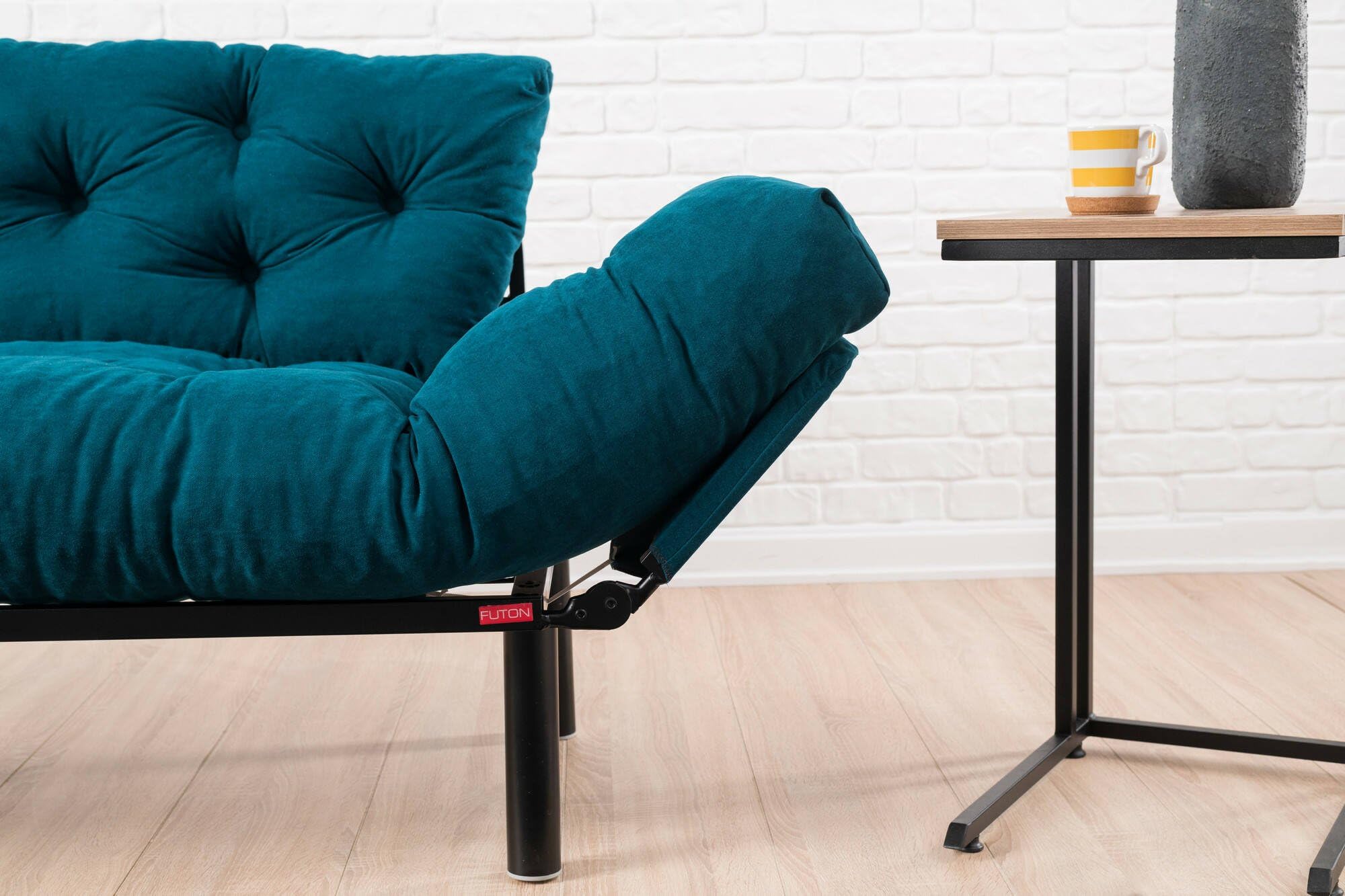Dmora - Divano Letto 2 posti Zeeusis, Sofà trasformabile, Divanetto per Ospiti, Poltrona Letto, 155x70 h85 cm, Azzurro