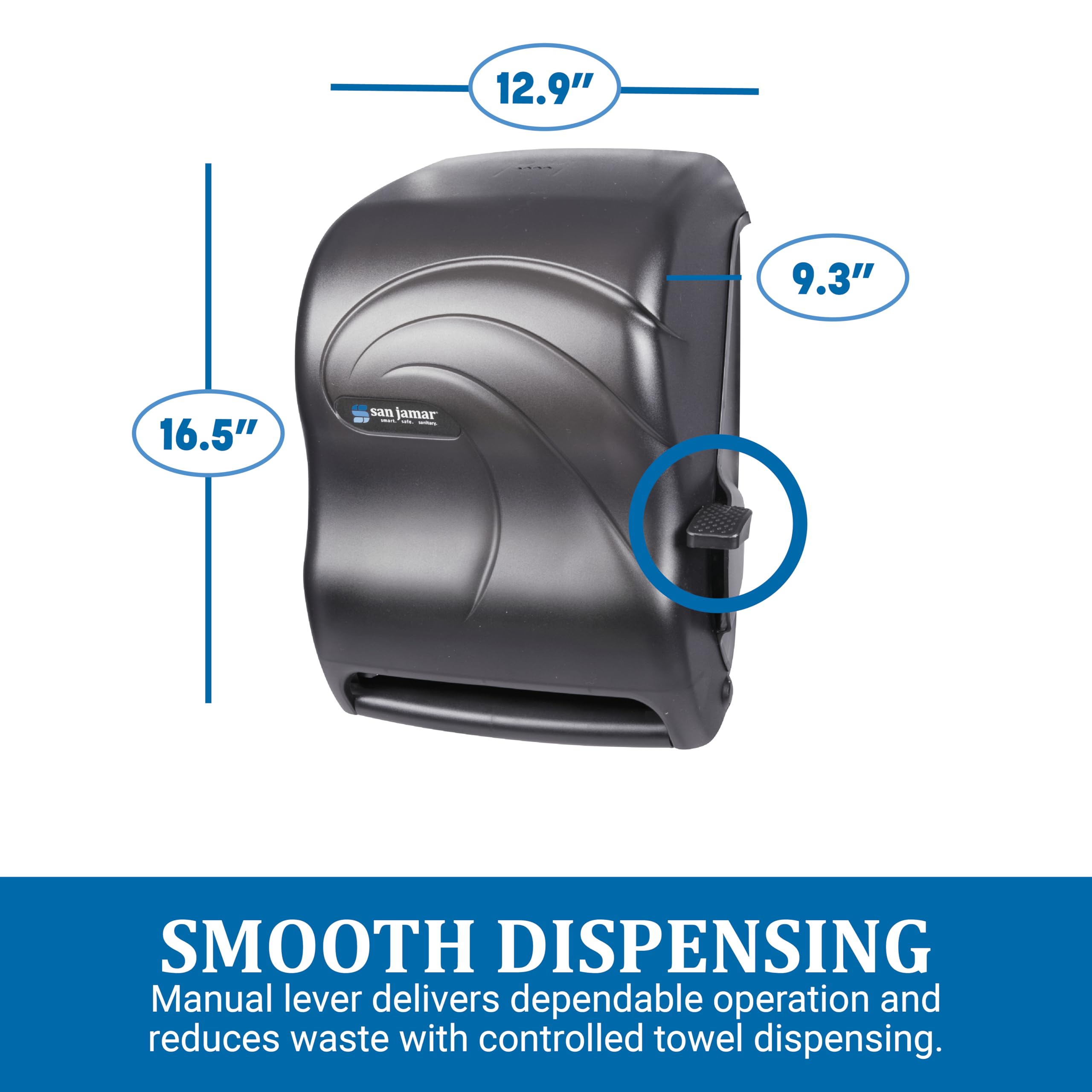 San Jamar T1190TBK Palanca rollo dispensador de toalla, los océanos, perla negra, 12 15/16 W x 9 1/4d x 16 1/2H