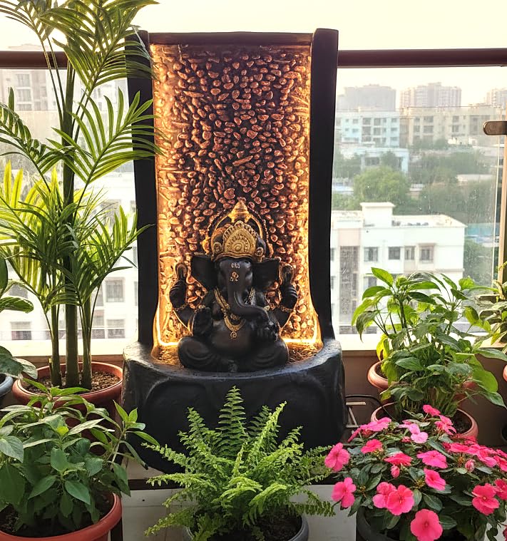 Expleasia, Exuberant & Luxury Decor Slate Ganesha Water Fountain For Home, 3 Feet, Ganesha Water Fountain For Home, Big Size, Fountain Indoor Home Décor