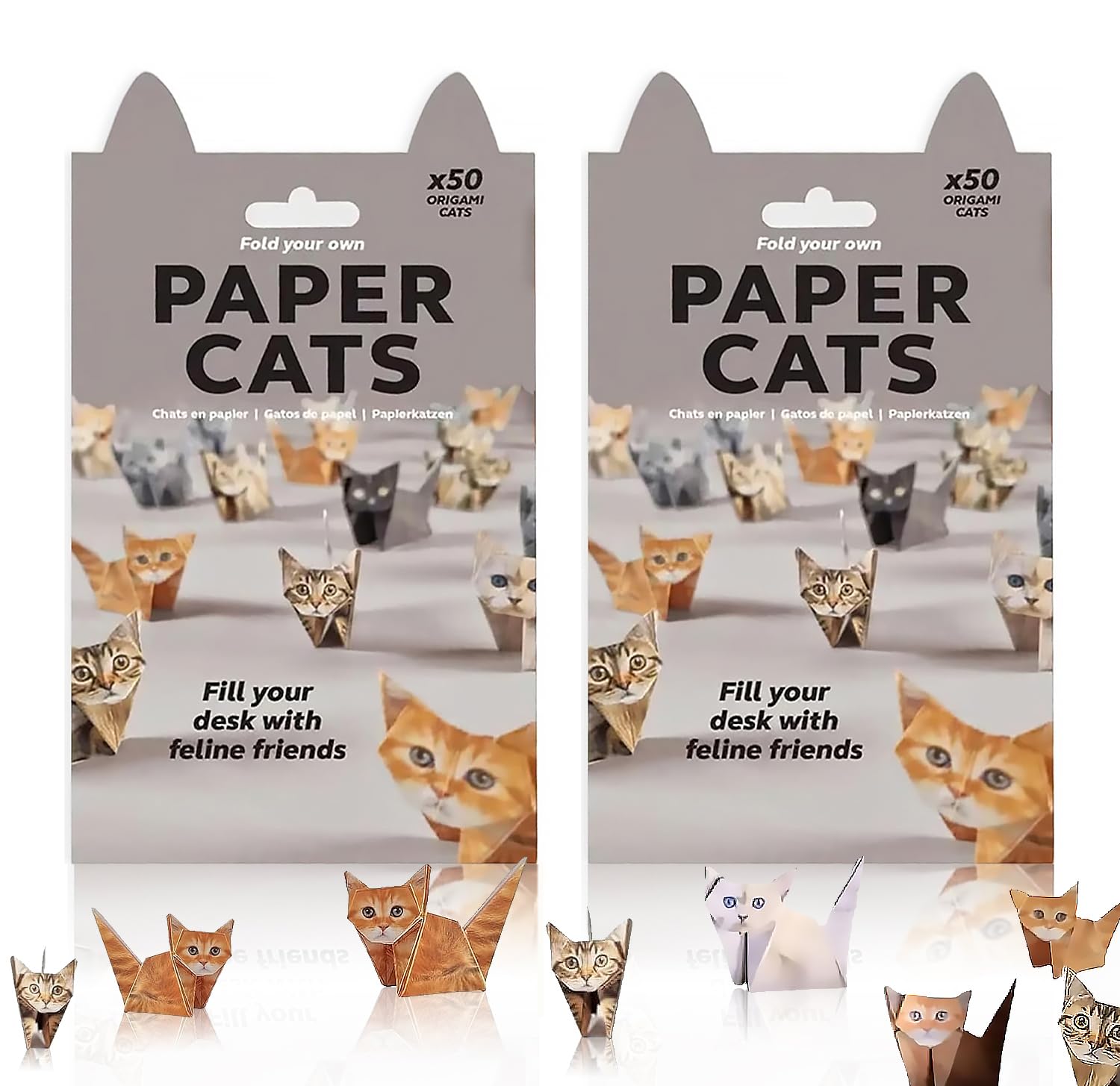 Lirynox 2 Cats Creative Origami Cats Shaped Decor Kit, Cute 3D Craft Paper Stickers Decorationsc For Adults, Fun Craft Activity, Cute Handmade Printed Gift For Pet Lovers (2 Cats)