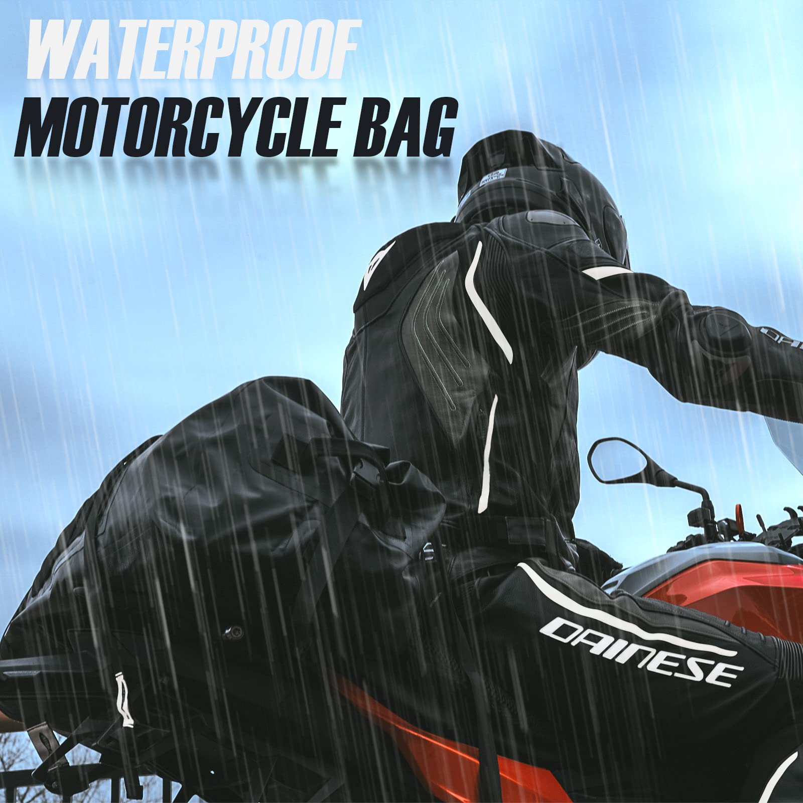 Bolsa seca impermeable de 65 L para motocicleta, bolsa seca de gran tamaño para hombres y mujeres, bolsa de lona impermeable con correa de hombro con hebilla para el hombro para navegación,