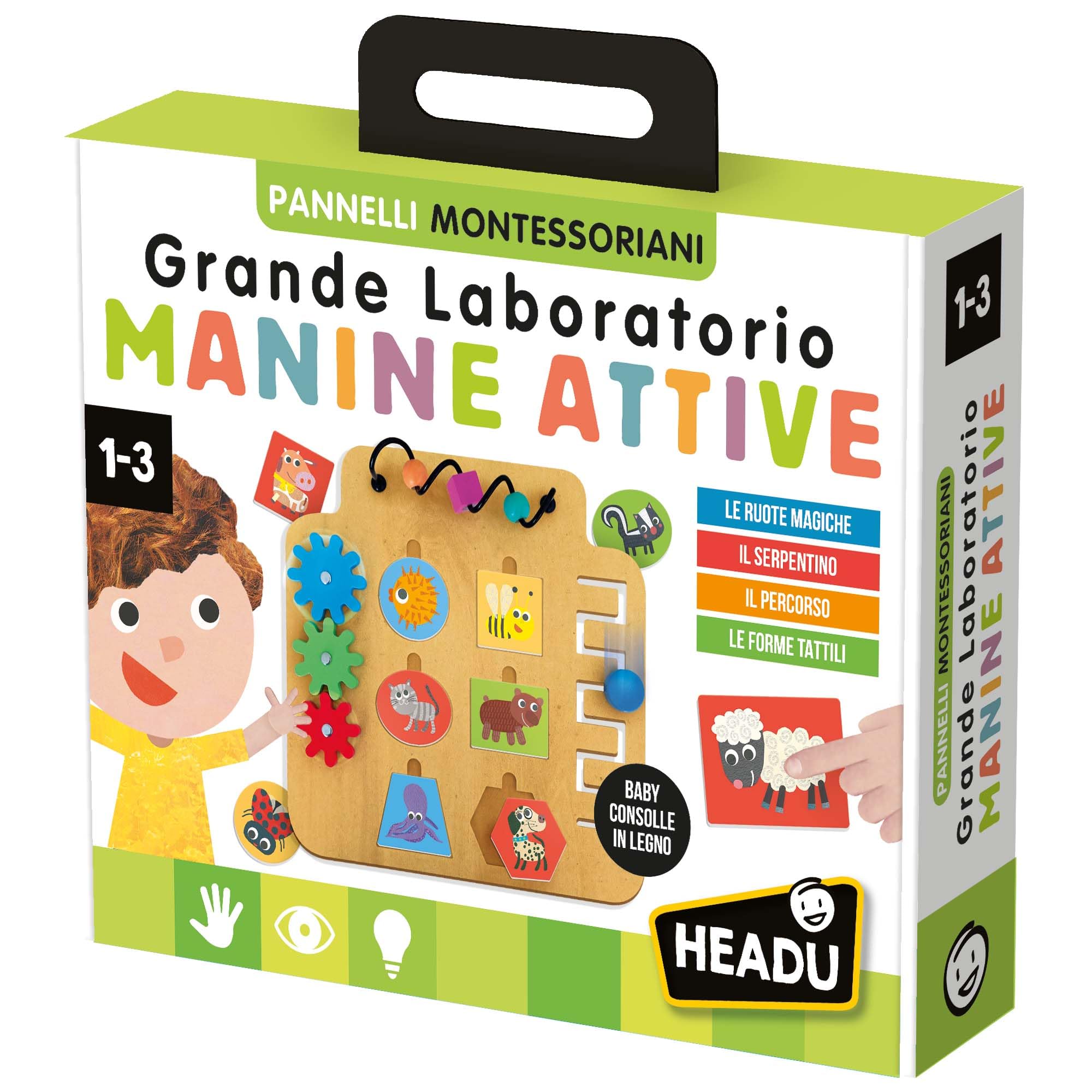 HEADU - Laboratorio Manine Attive Montessori - Con 24 Forme Tattili Degli Animali | Giochi Educativi 1 2 3 Anni, Gioco Montessori, Giochi Tattili Bambini, Regalo Bambino Piccolo, Regalo bambina 2 anni