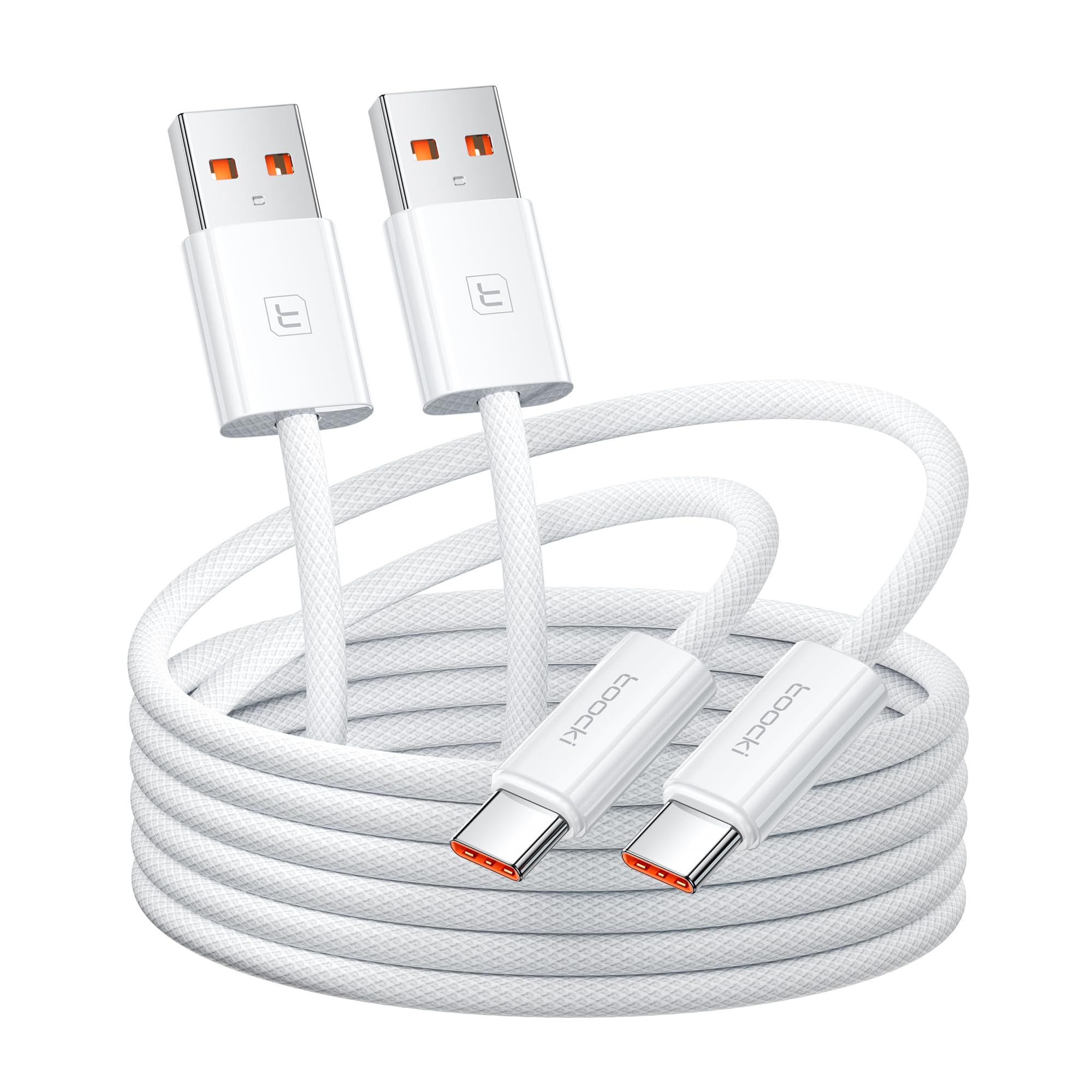 toocki kabel USB C, [2 sztuki 2 m] kabel USB C do ładowania, nylonowy kabel do szybkiego ładowania iPhone 16 15 Pro Max, Samsung S24 S23 Note 10, Huawei P60